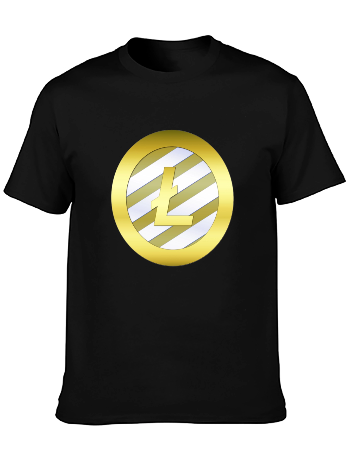 Litecoin Crypto Gold Round Graphic Black T-Shirt