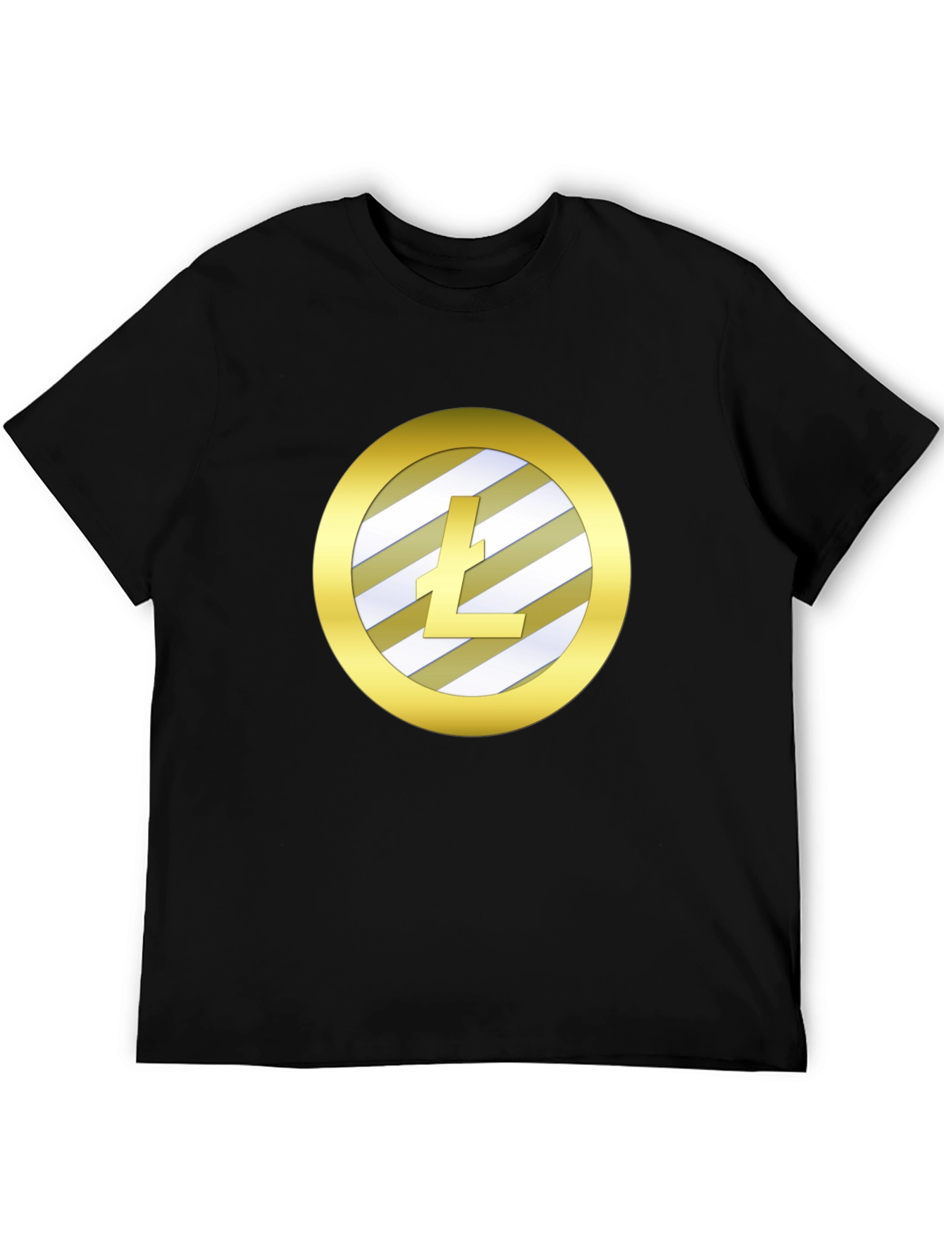 Litecoin Crypto Gold Round Graphic Black T-Shirt