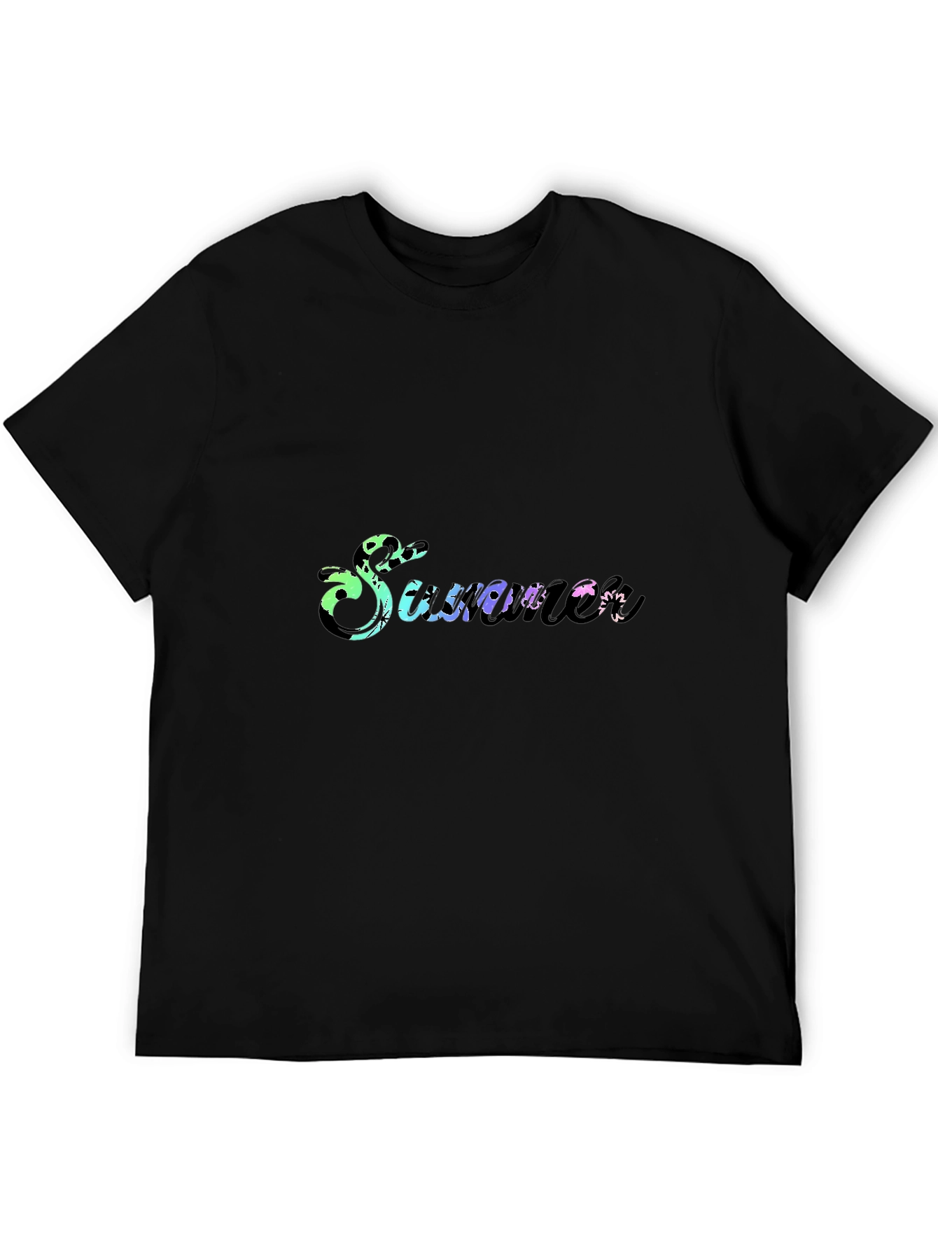 Summer Gradient Graphic Black T-Shirt