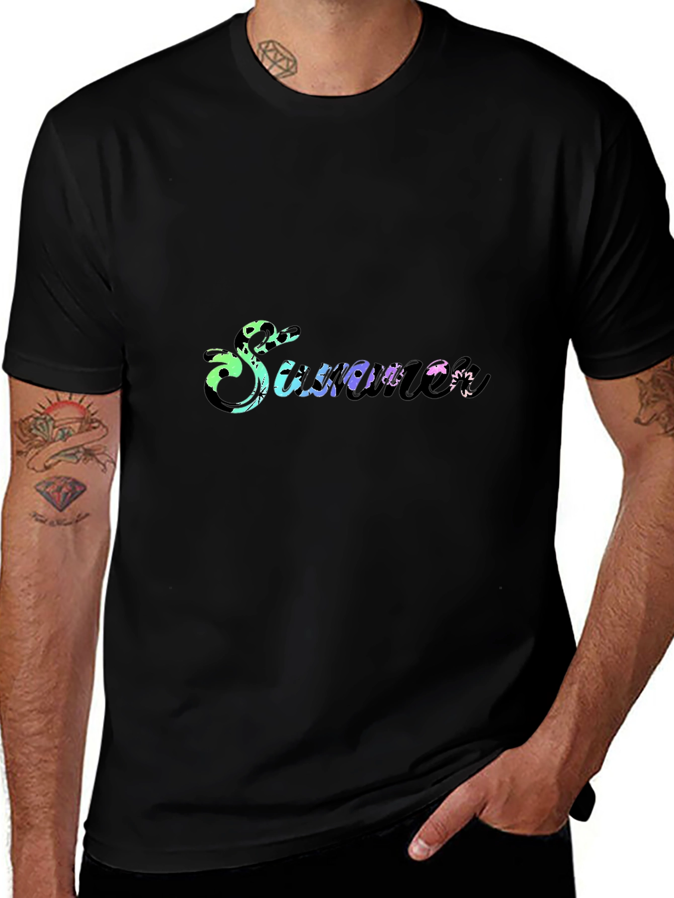 Summer Gradient Graphic Black T-Shirt
