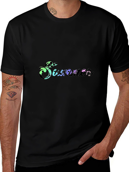 Summer Gradient Graphic Black T-Shirt