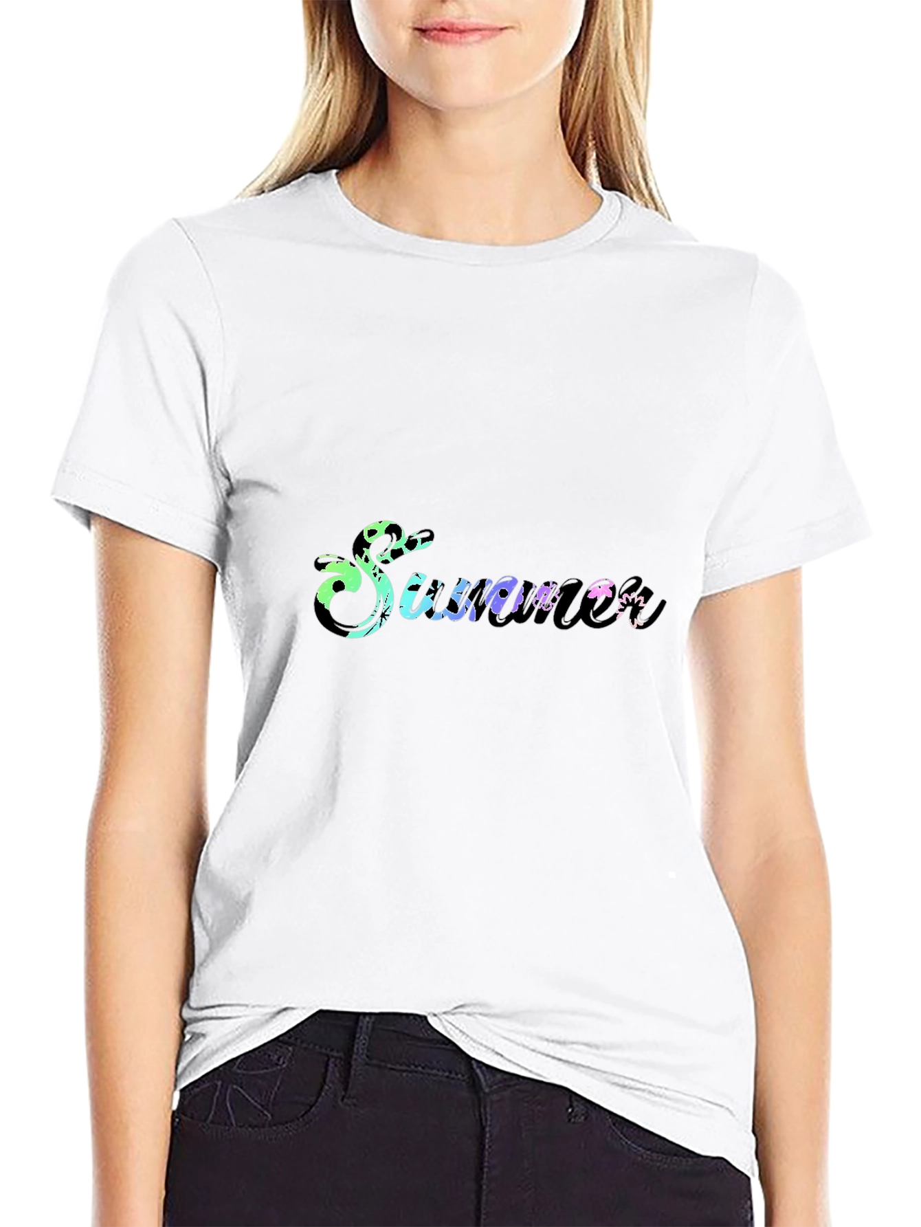 Summer Gradient Graphic Black T-Shirt