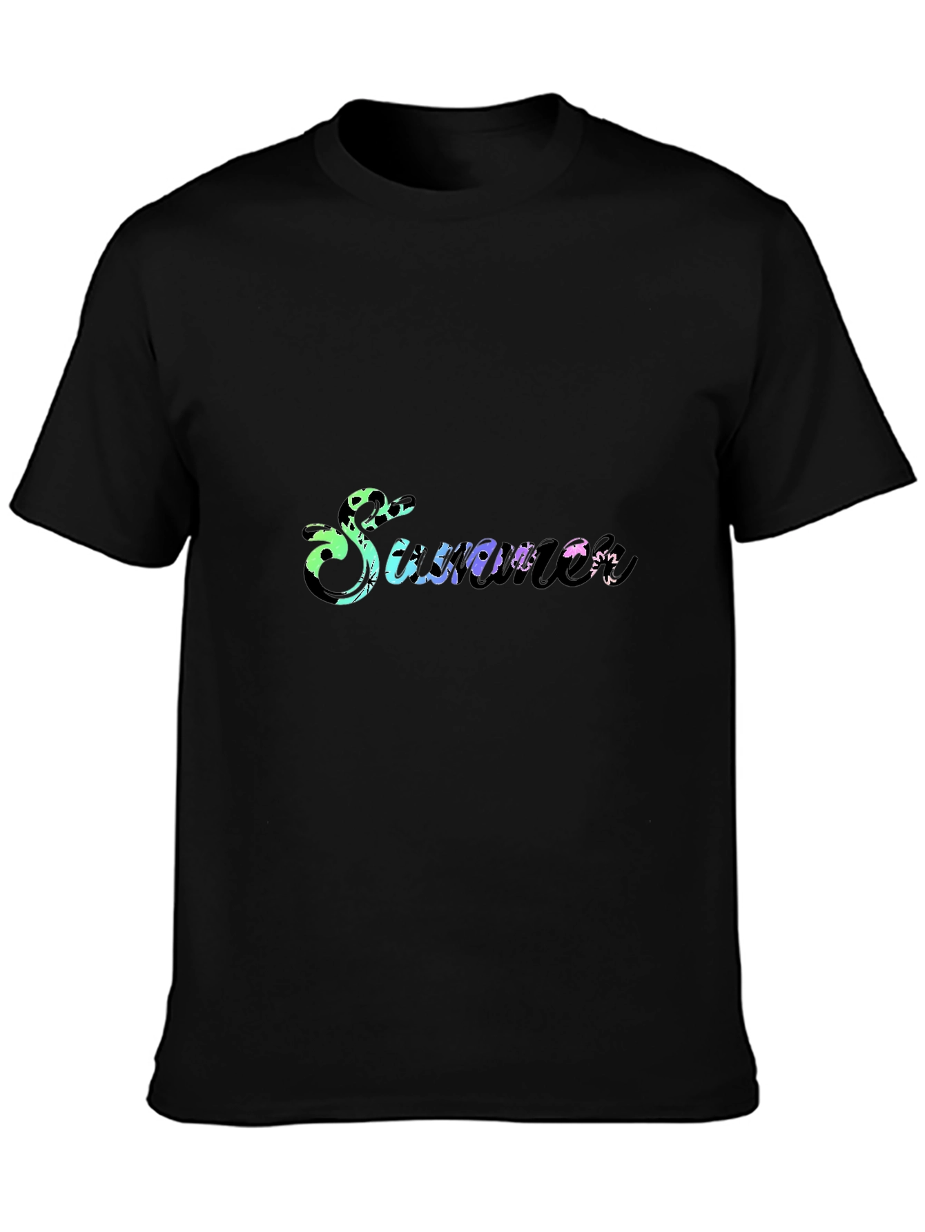 Summer Gradient Graphic Black T-Shirt