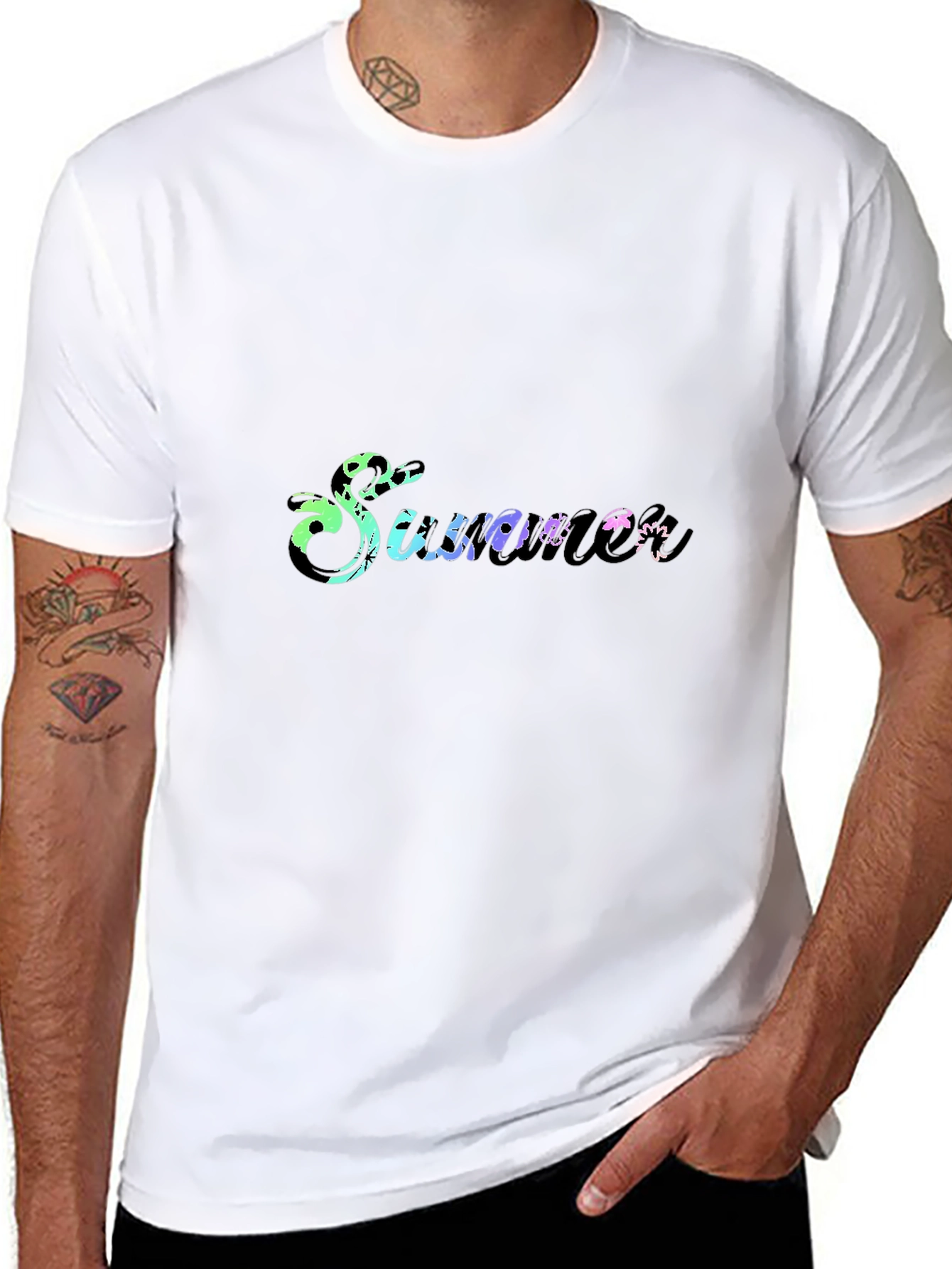 Summer Gradient Graphic Black T-Shirt