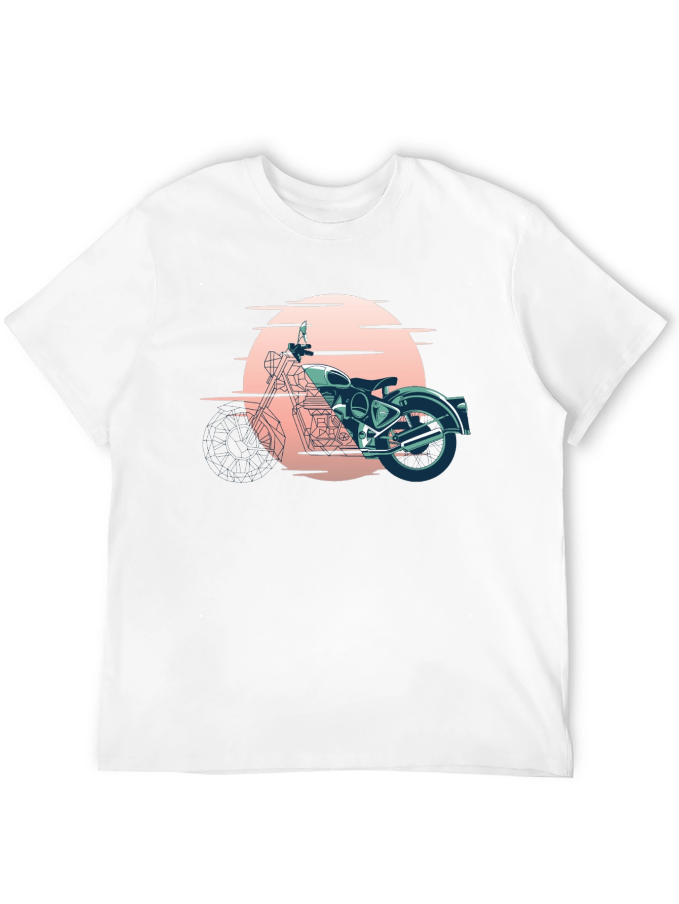 Retro Motorcycle Graphic Tee - Black Cotton T-Shirt