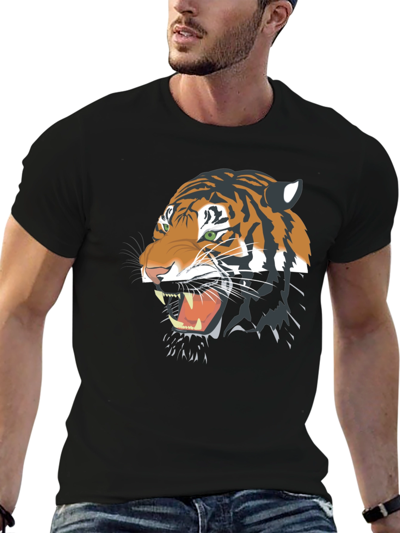 Roaring Tiger Graphic Black T-Shirt