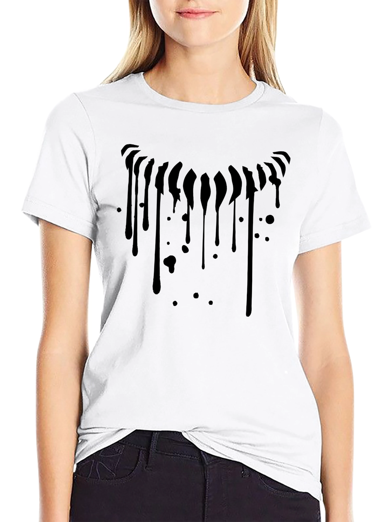 Black Drip Graphic Tee - Modern Style