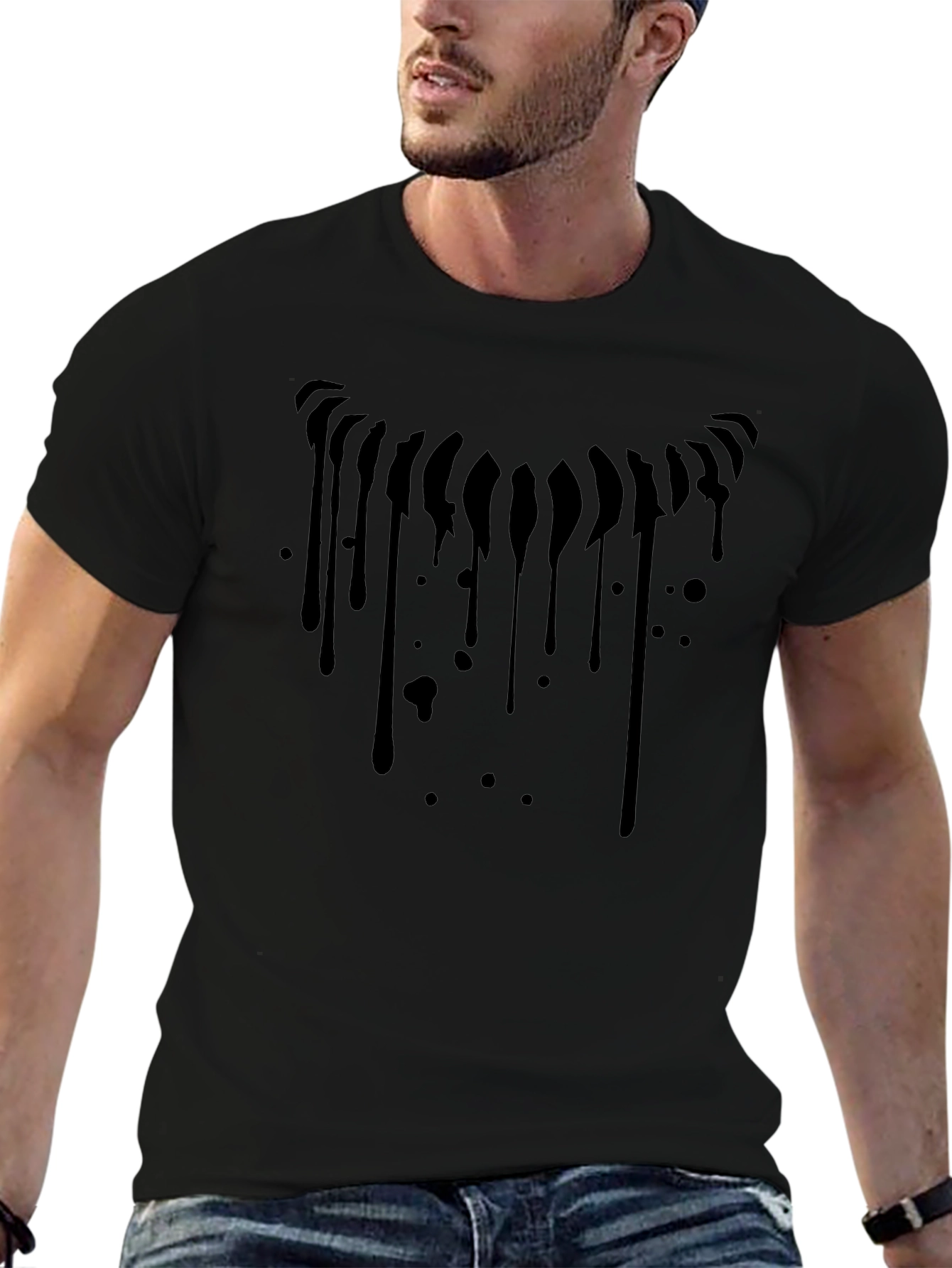 Black Drip Graphic Tee - Modern Style