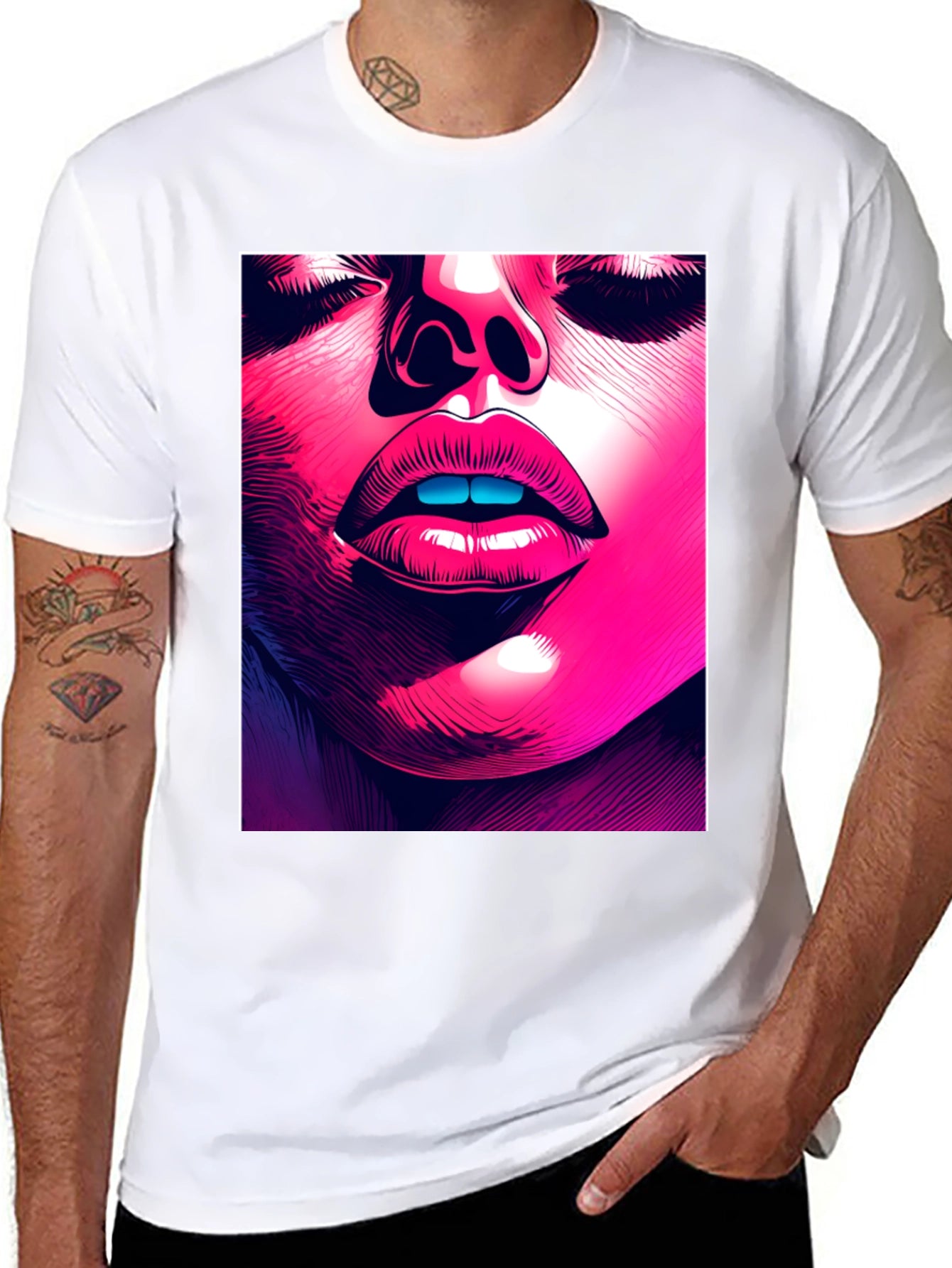 Abstract Face Graphic Tee - Stylish Black T-Shirt
