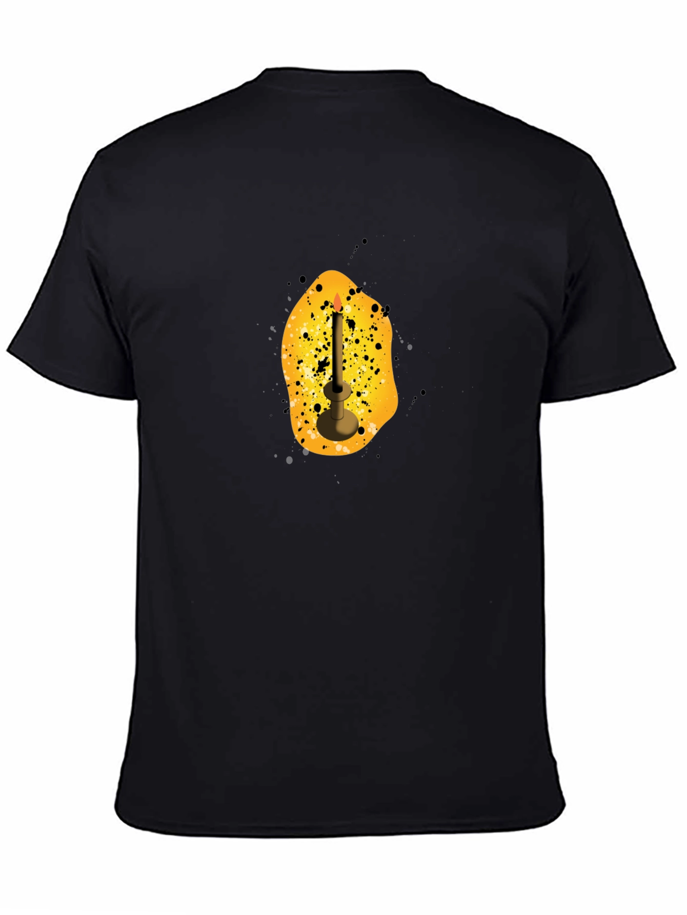 Mens Black T-Shirt with Candle Graphic