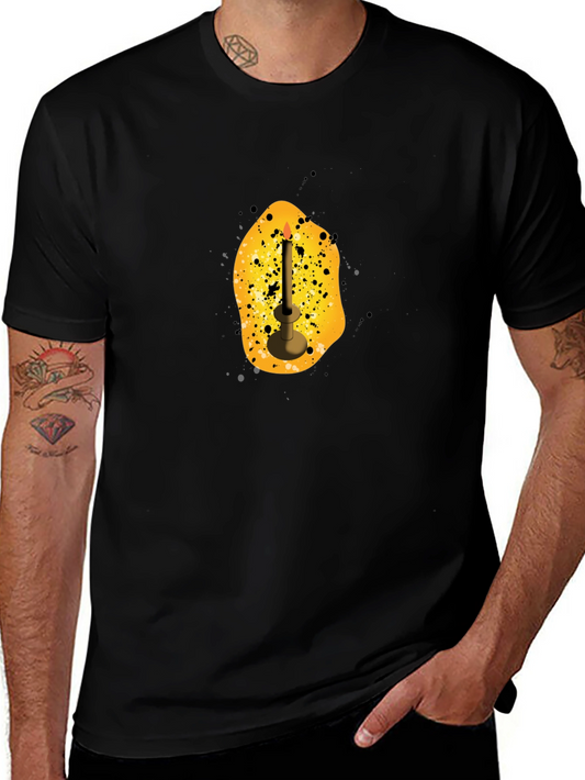 Mens Black T-Shirt with Candle Graphic