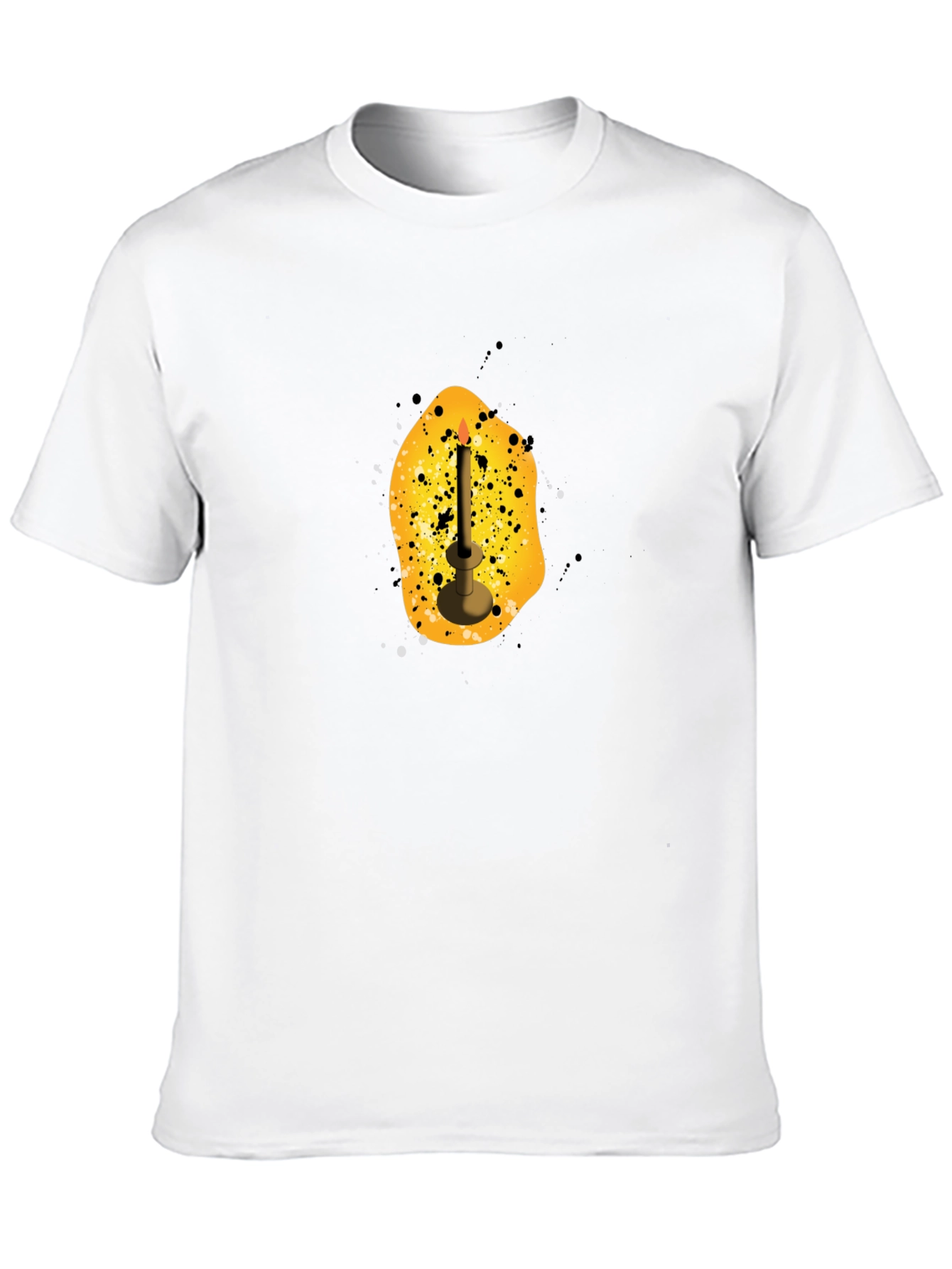 Mens Black T-Shirt with Candle Graphic