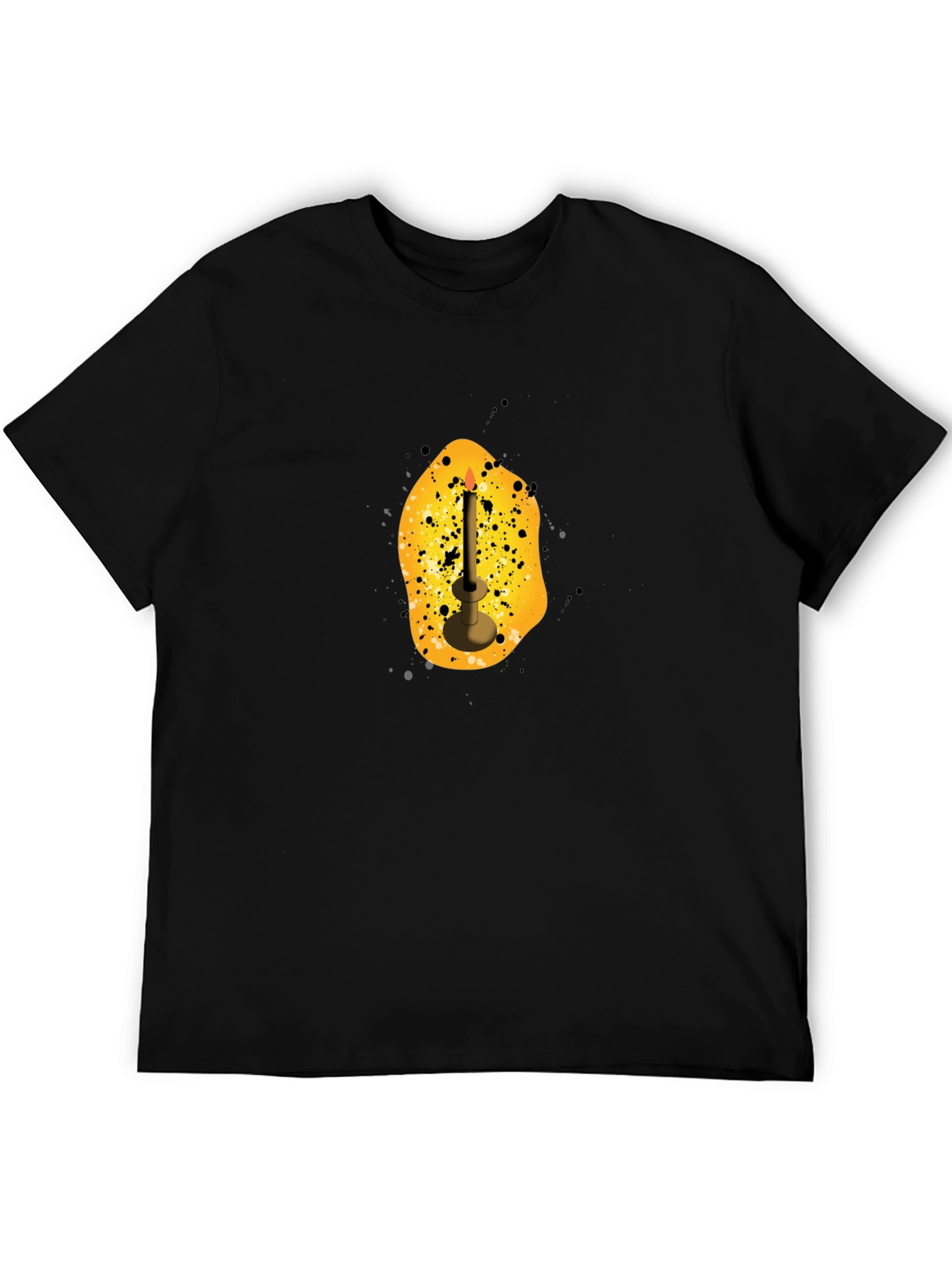 Mens Black T-Shirt with Candle Graphic
