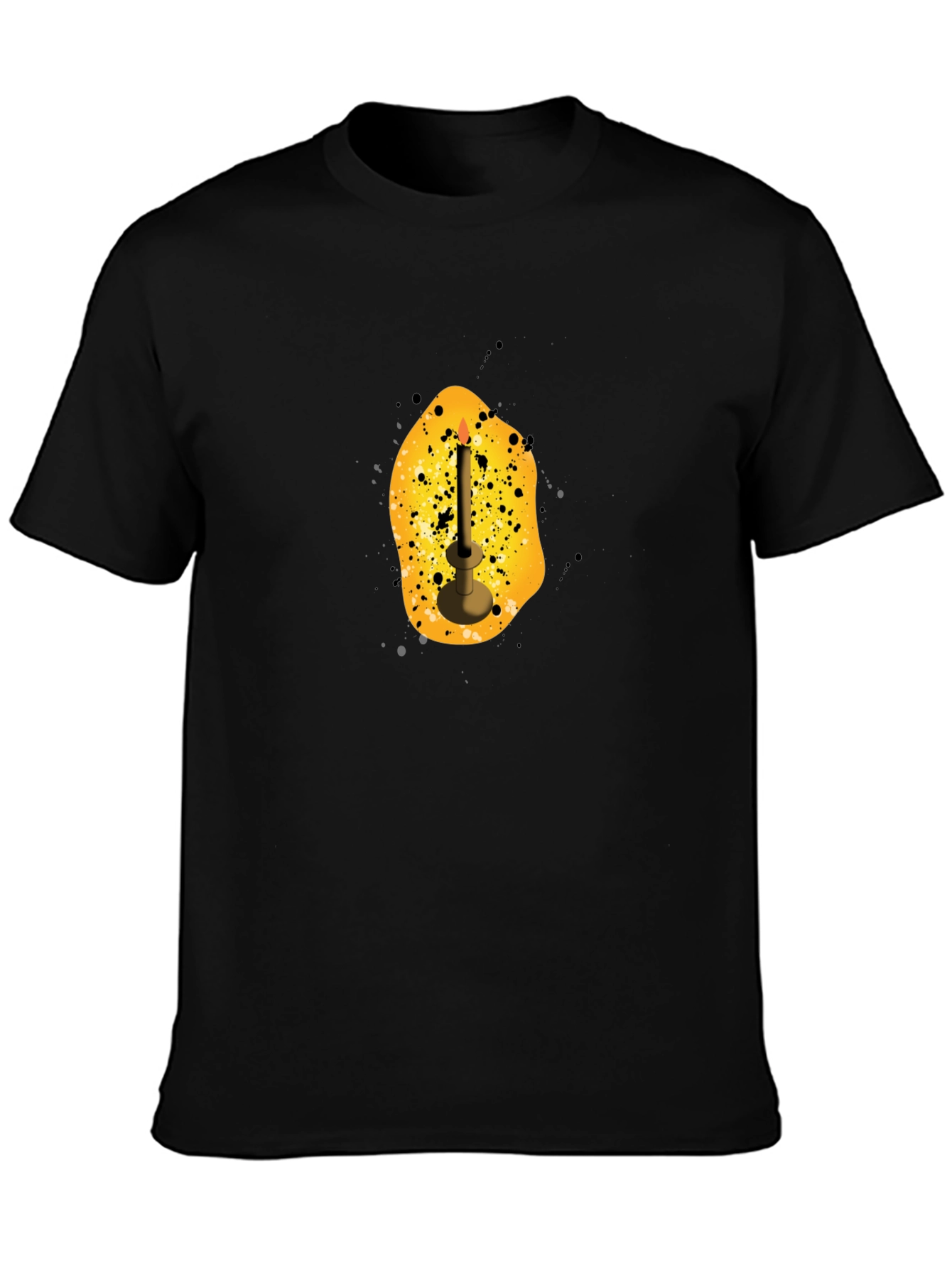 Mens Black T-Shirt with Candle Graphic