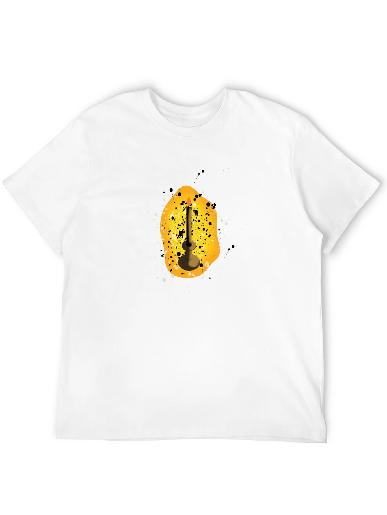 Mens Black T-Shirt with Candle Graphic