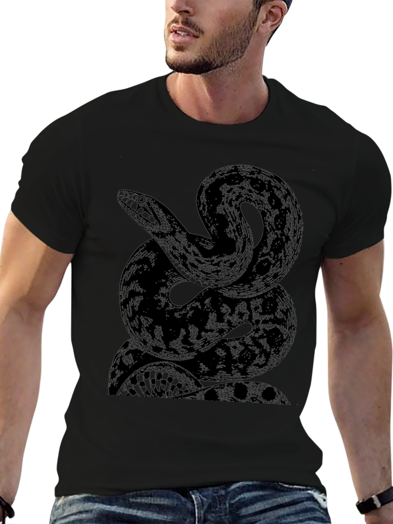 Black Snake Graphic Tee - Stylish Mens T-Shirt