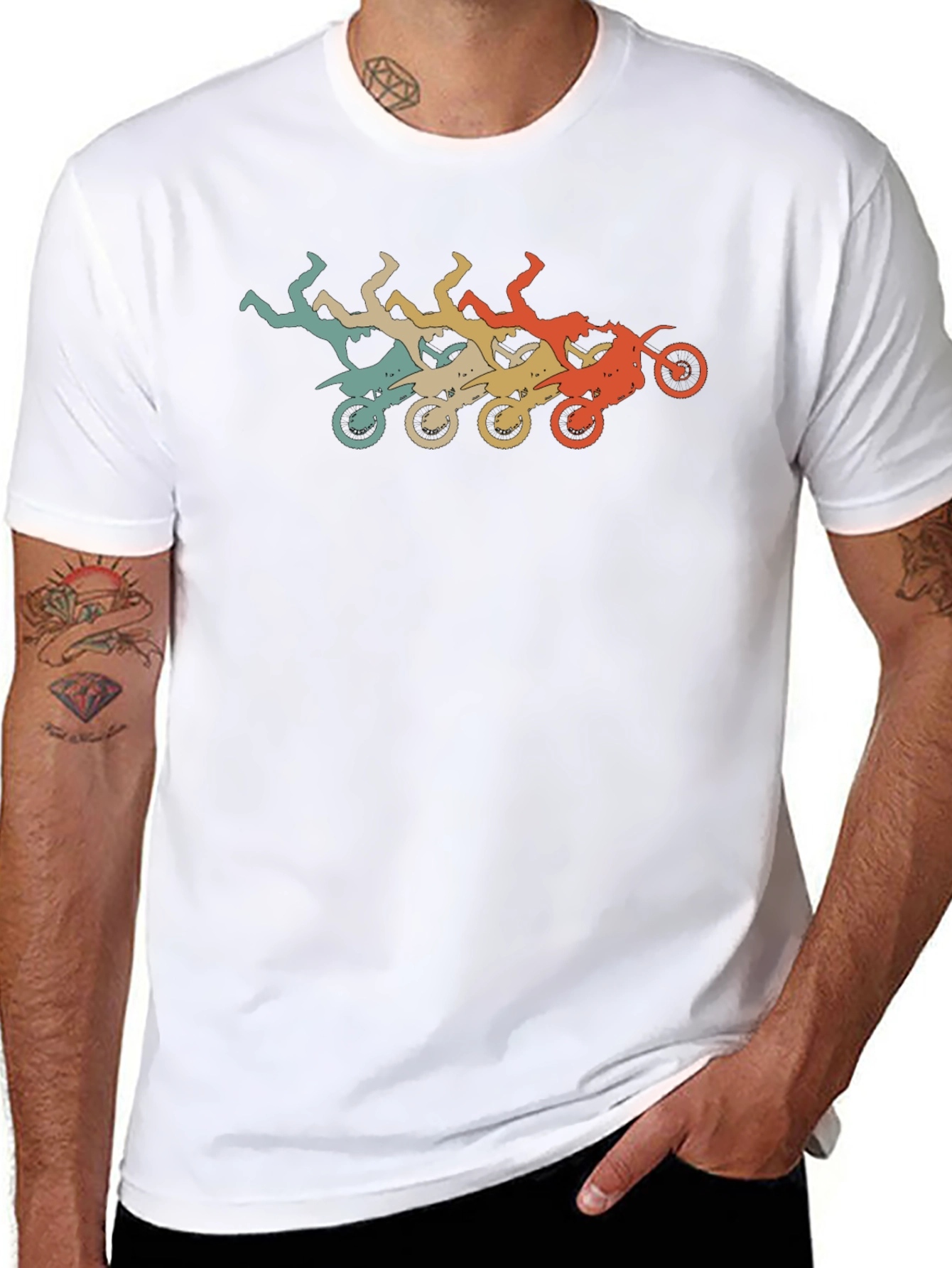Retro Motocross Stunt Black T-Shirt