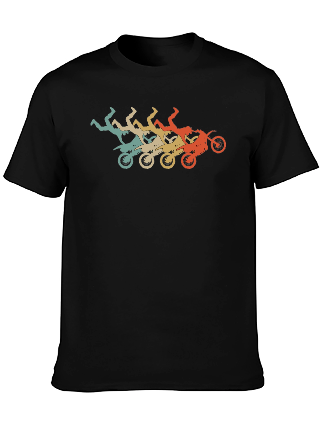 Retro Motocross Stunt Black T-Shirt