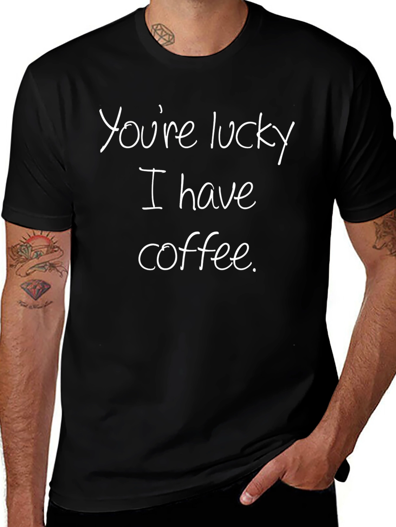 Lucky I Have Coffee Graphic T-Shirt