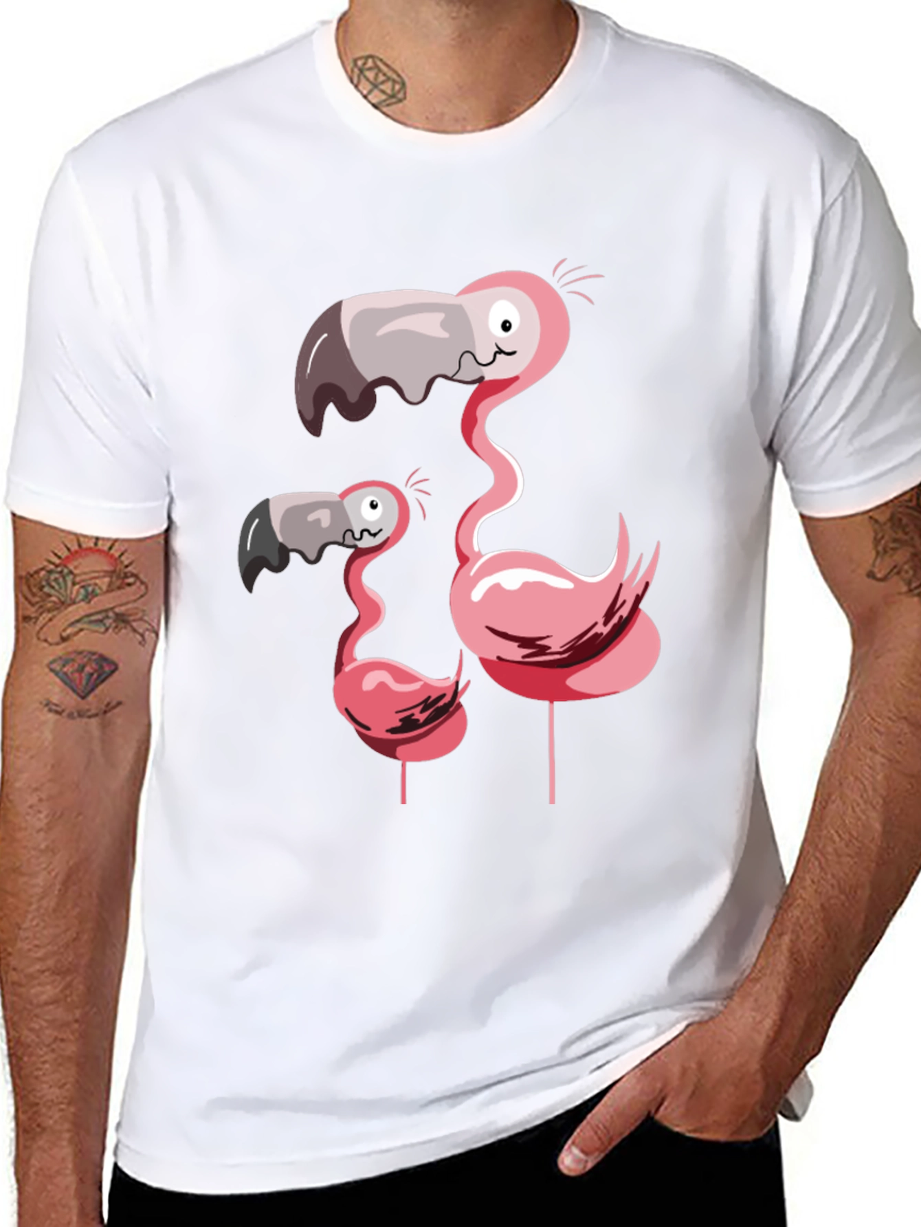 Funny Flamingo Family Graphic T-Shirt