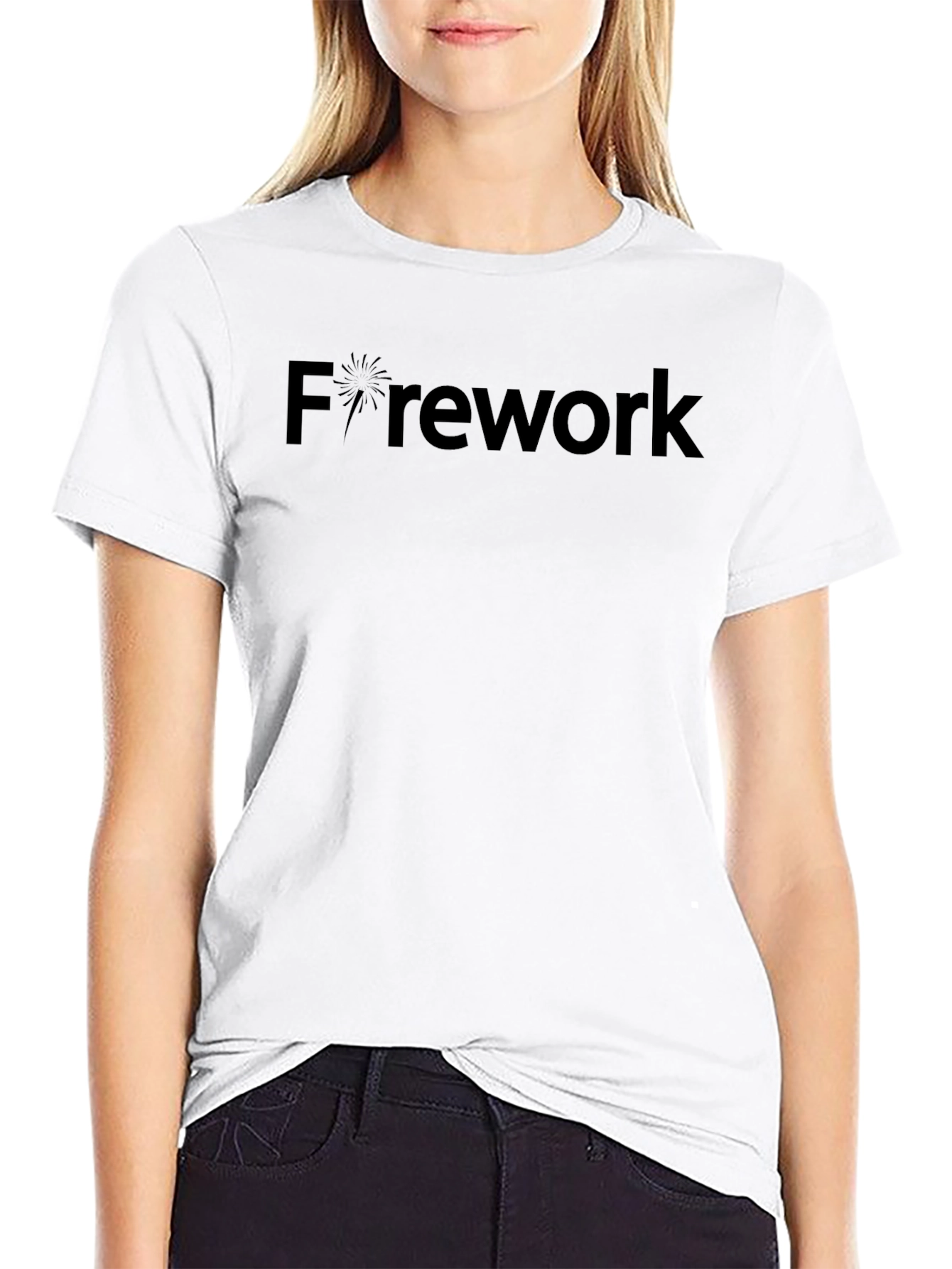 Firework Graphic Tee - Black Cotton Crewneck T-Shirt
