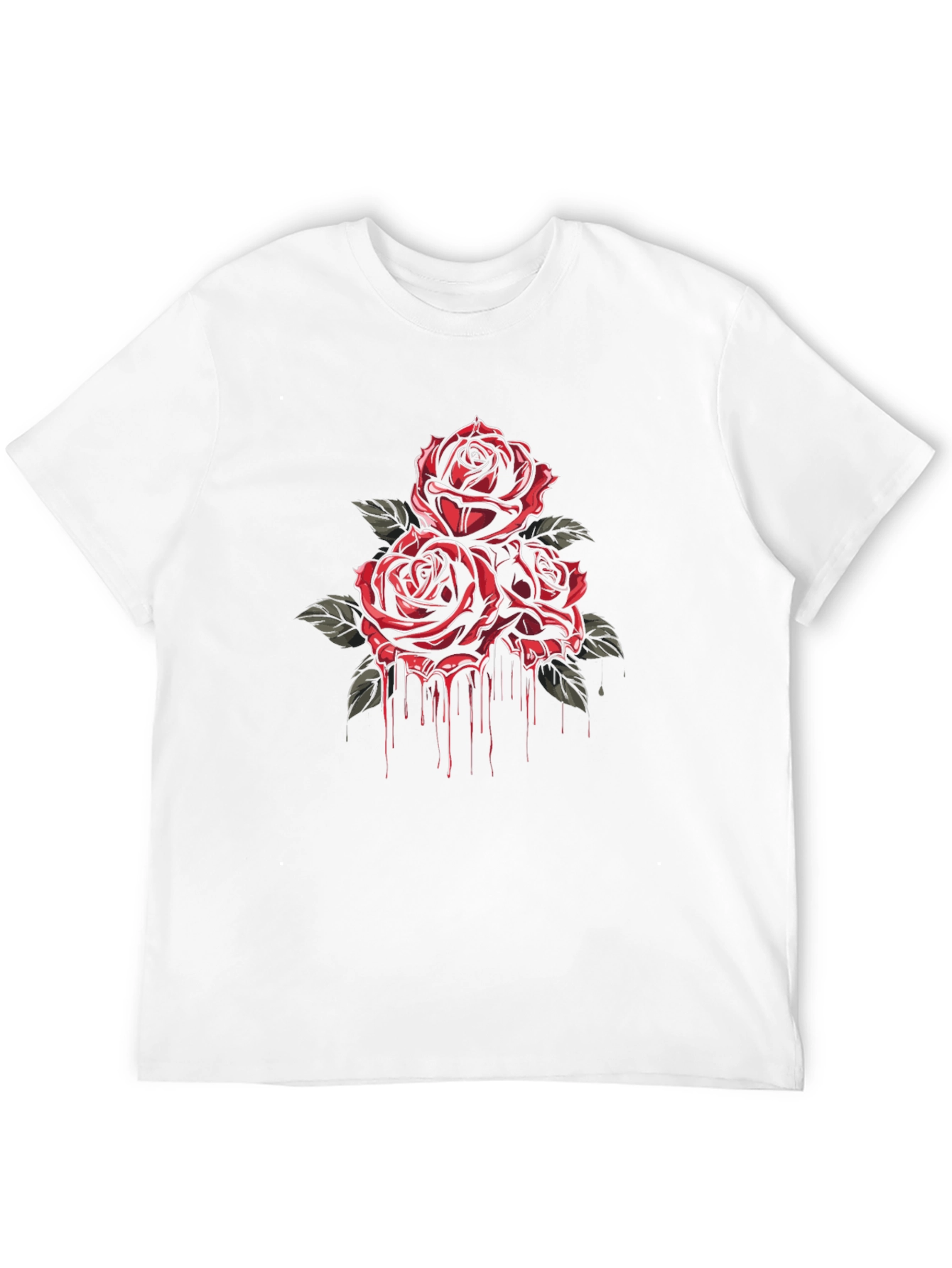 Crimson Rose Drip Graphic Tee - Black