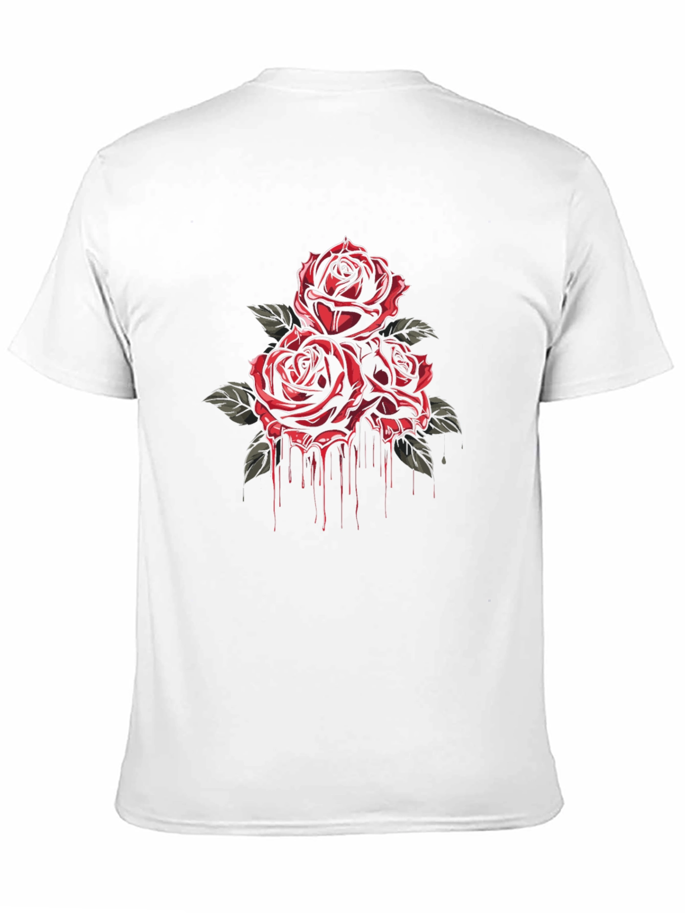 Crimson Rose Drip Graphic Tee - Black