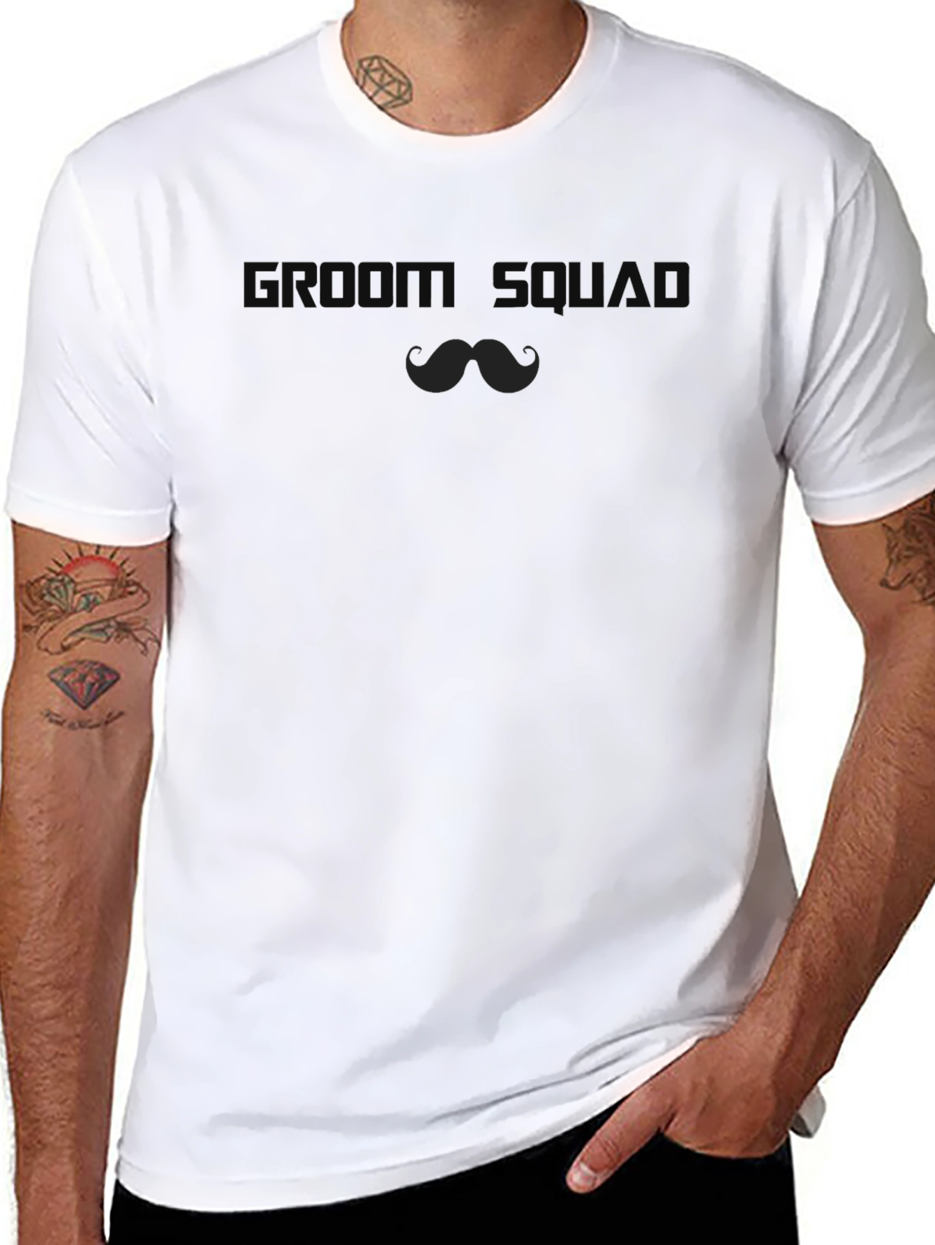 Groom Squad Crew Neck Graphic Tee - Black