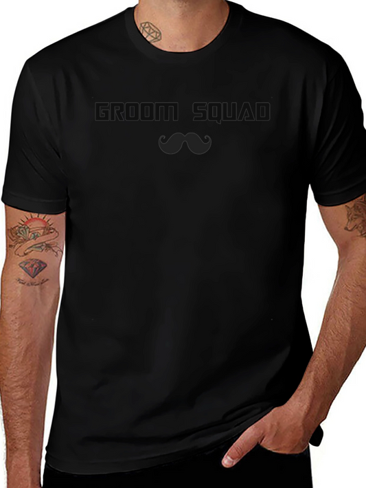 Groom Squad Crew Neck Graphic Tee - Black