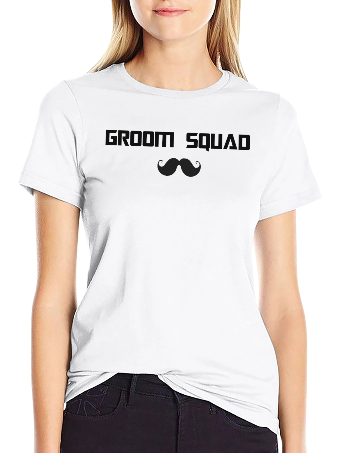 Groom Squad Crew Neck Graphic Tee - Black