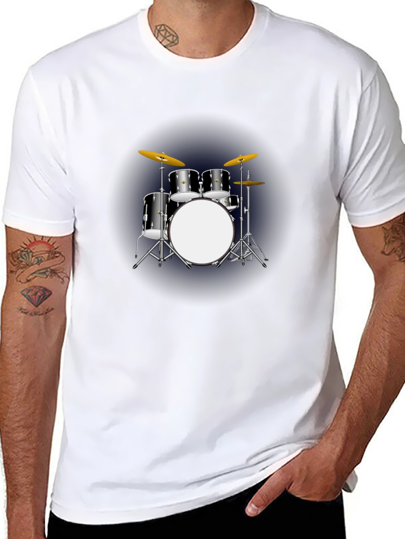 Drum Kit Graphic T-Shirt - Black Music Tee