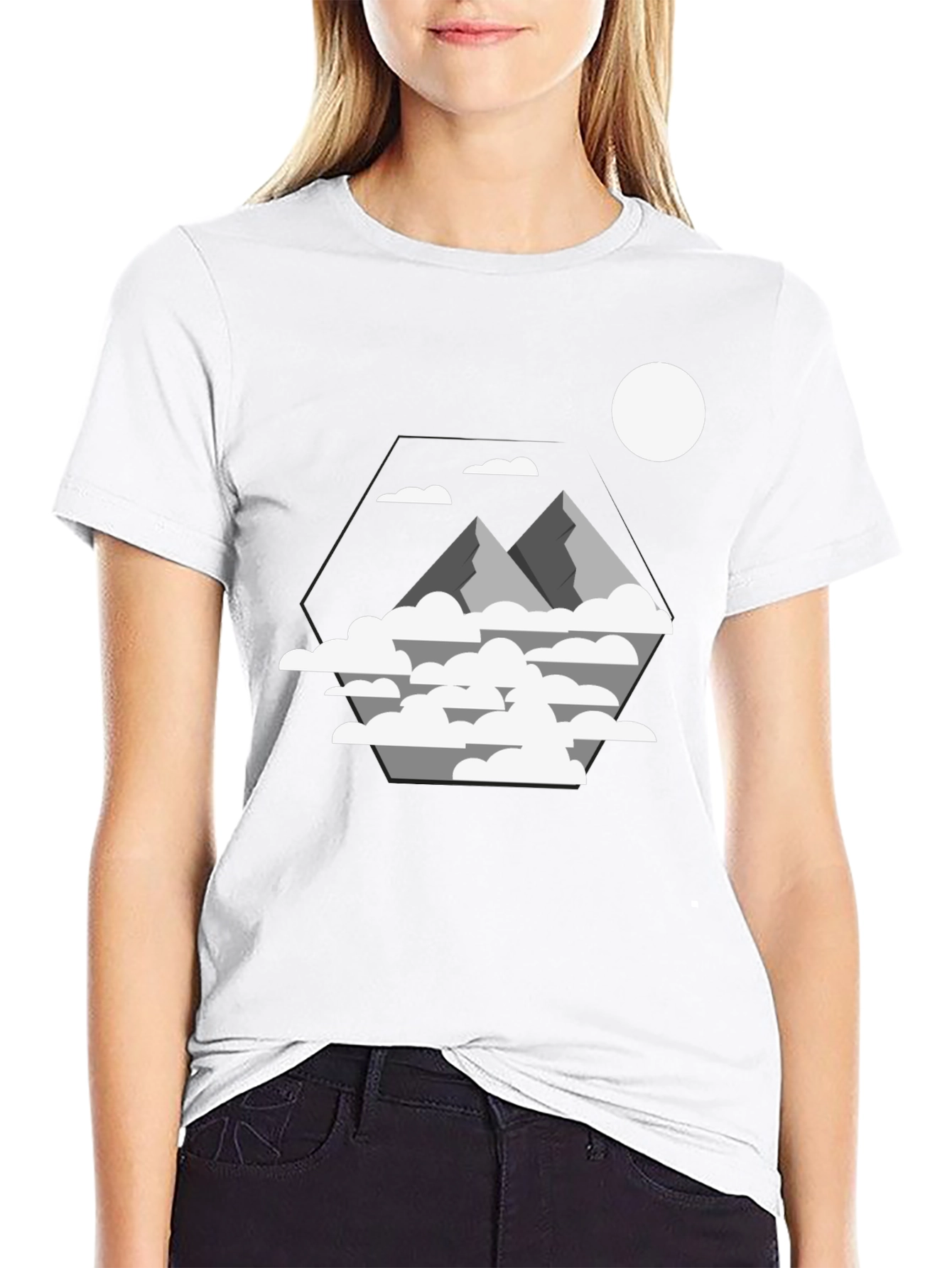 Mountains & Clouds Graphic T-Shirt - Black