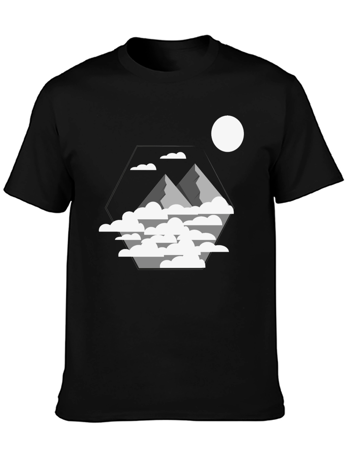 Mountains & Clouds Graphic T-Shirt - Black