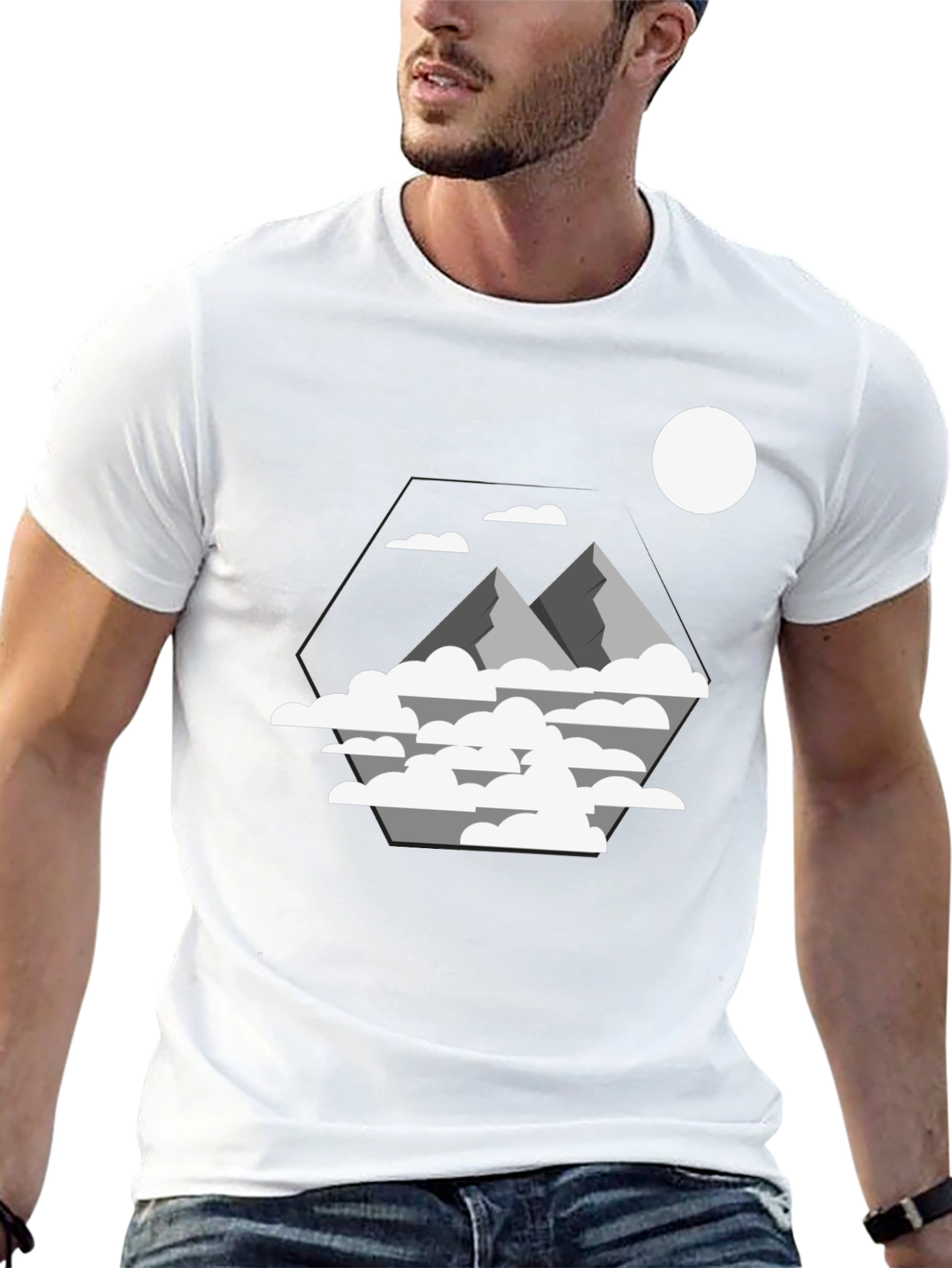 Mountains & Clouds Graphic T-Shirt - Black