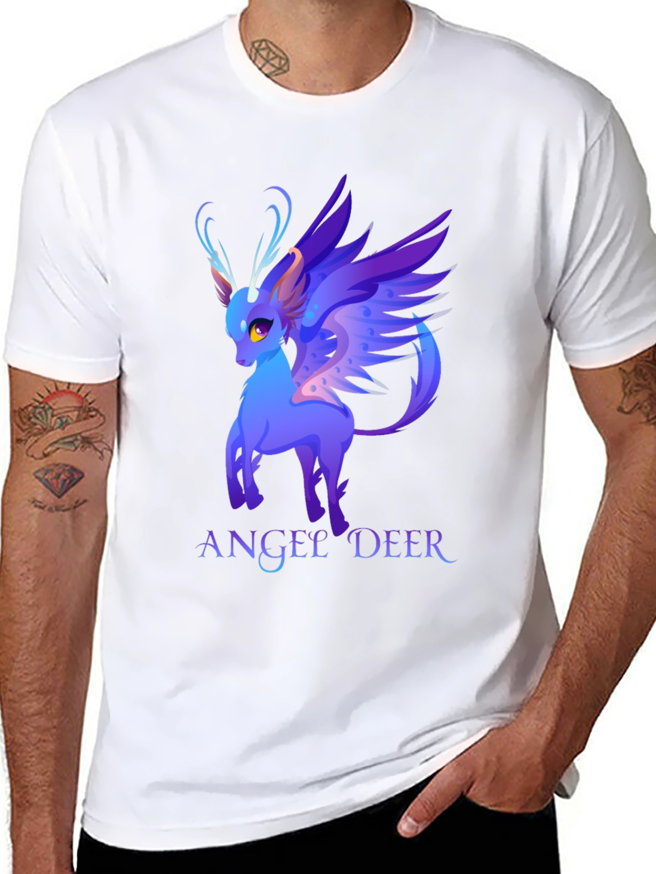 Angel Deer Graphic Tee - Fantasy Animal Shirt