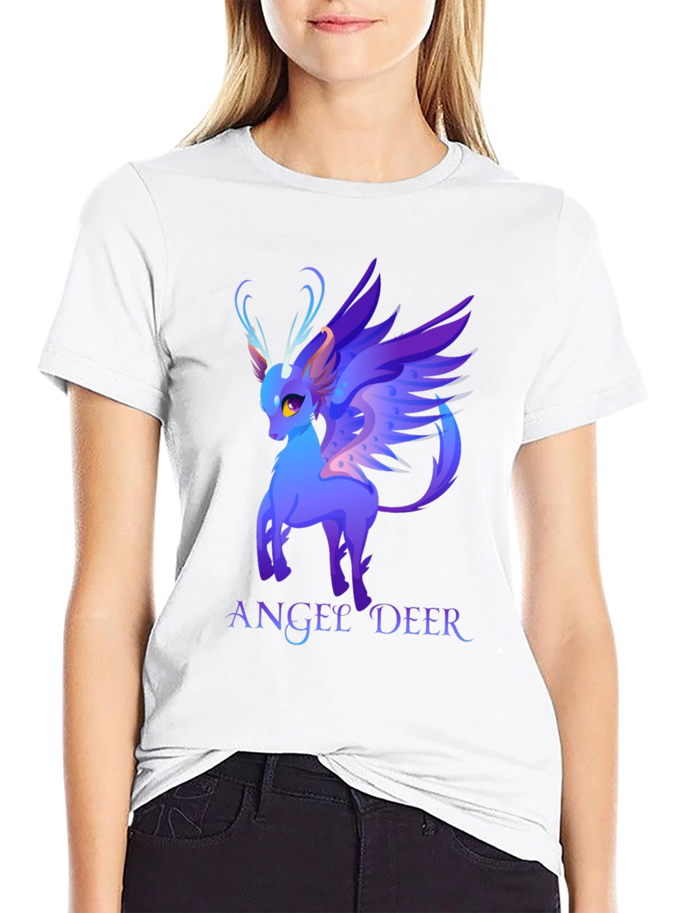 Angel Deer Graphic Tee - Fantasy Animal Shirt