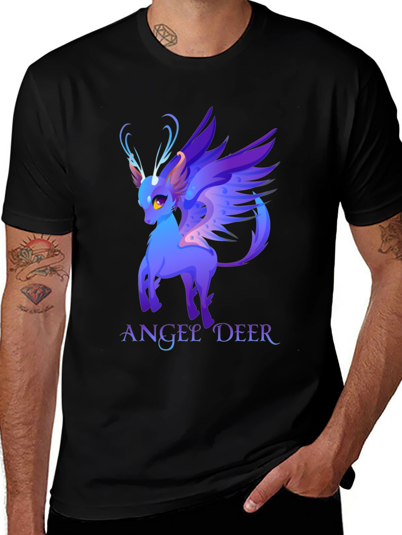 Angel Deer Graphic Tee - Fantasy Animal Shirt
