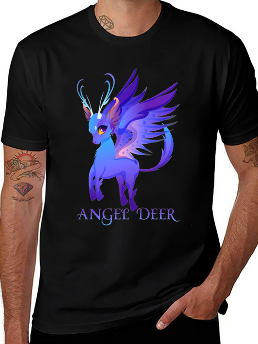 Angel Deer Graphic Tee - Fantasy Animal Shirt