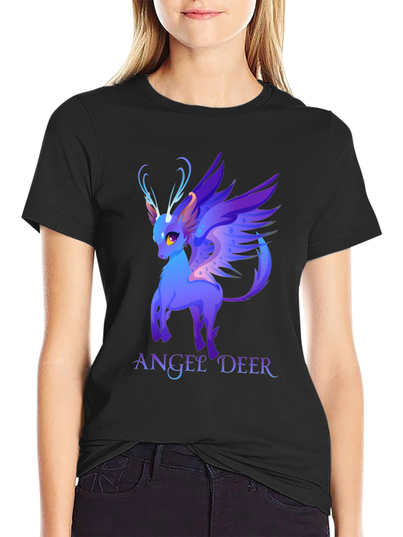 Angel Deer Graphic Tee - Fantasy Animal Shirt