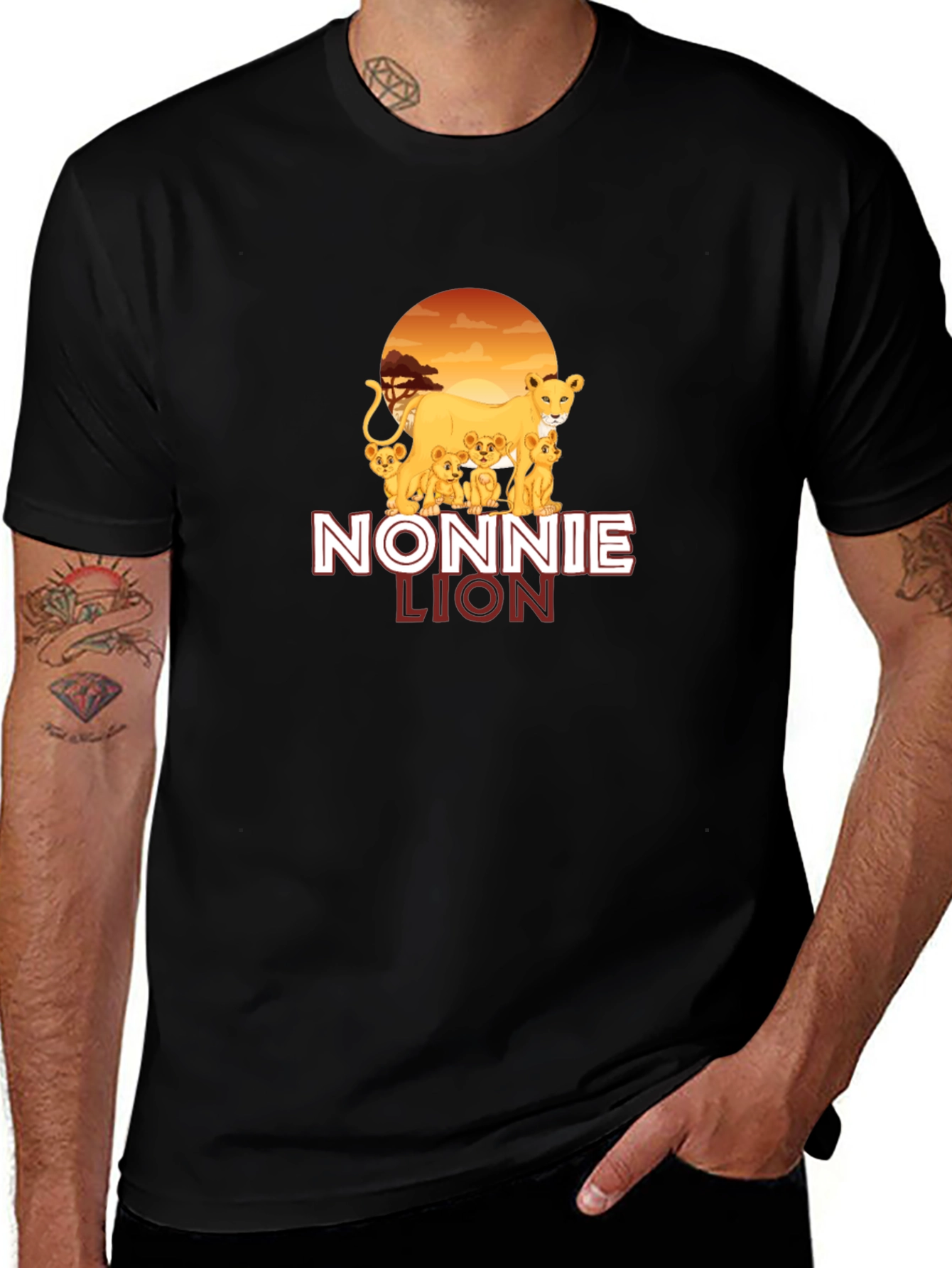 Nonnie Lion Graphic T-Shirt - Unisex Black Tee