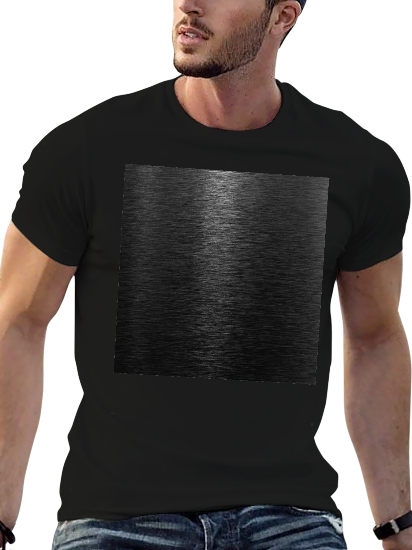 Sleek Black Metal Texture Graphic Tee