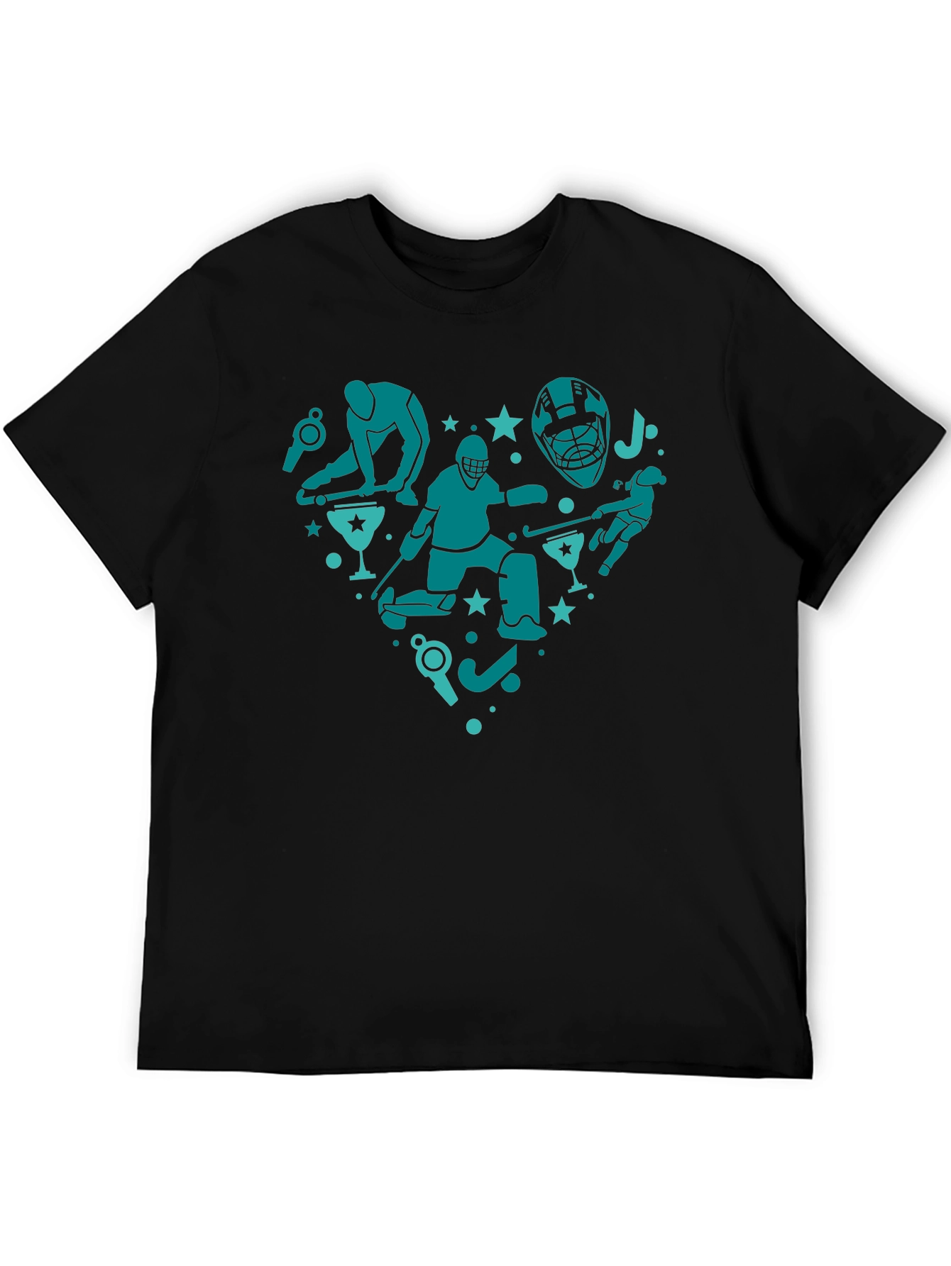 Hockey Heart Graphic T-Shirt - Black