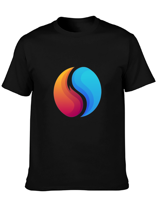 Yin Yang Fire and Water Graphic Black T-Shirt