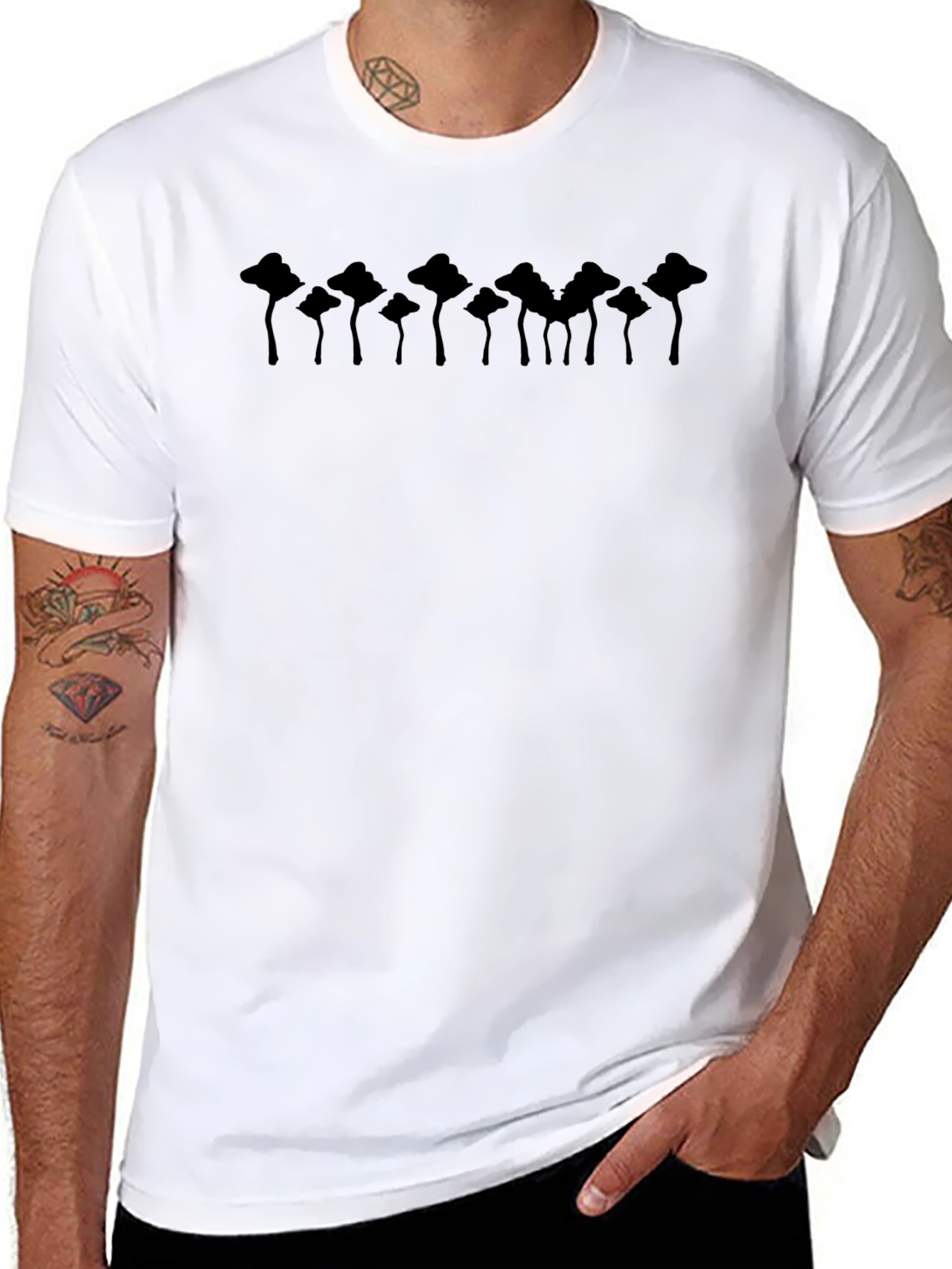Mushroom Silhouette Graphic Tee - Black