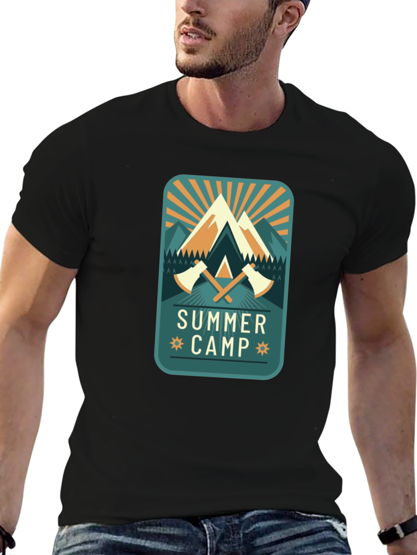 Summer Camp Graphic Tee - Mens Black T-Shirt