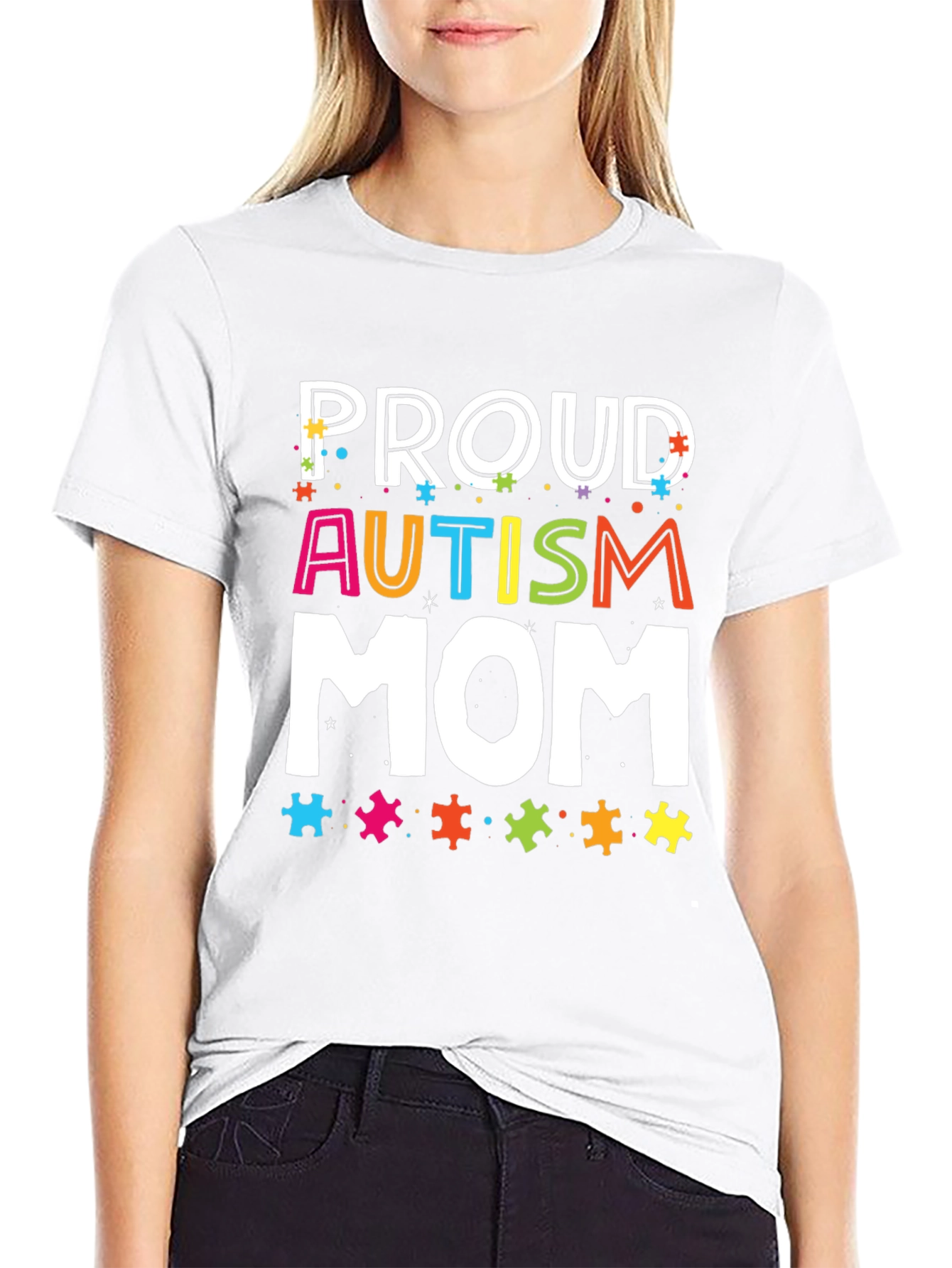 Proud Autism Mom Graphic T-Shirt - Black