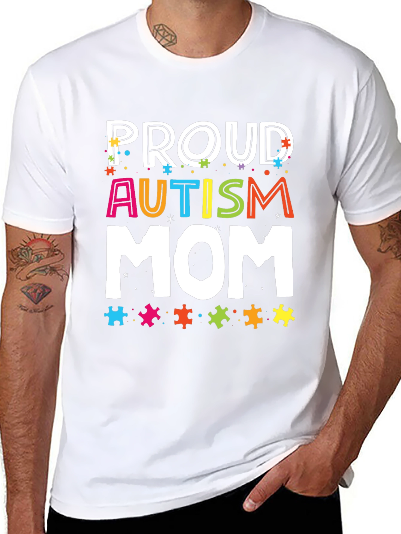Proud Autism Mom Graphic T-Shirt - Black