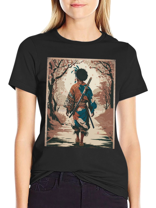 Samurai Art Graphic Tee - Stylish Unisex Cotton T-Shirt