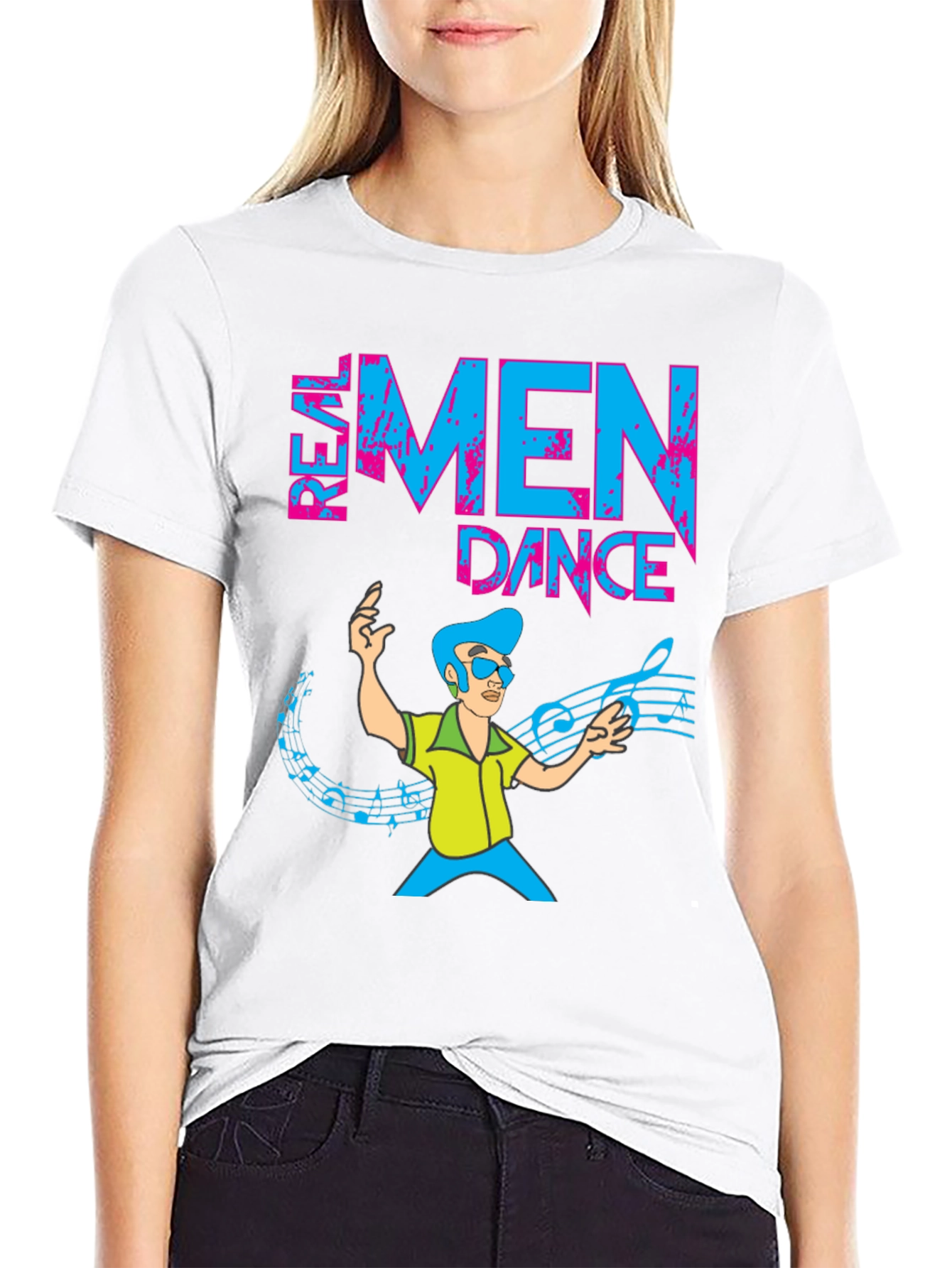 Real Men Dance T-Shirt Funny Cartoon Graphic Tee