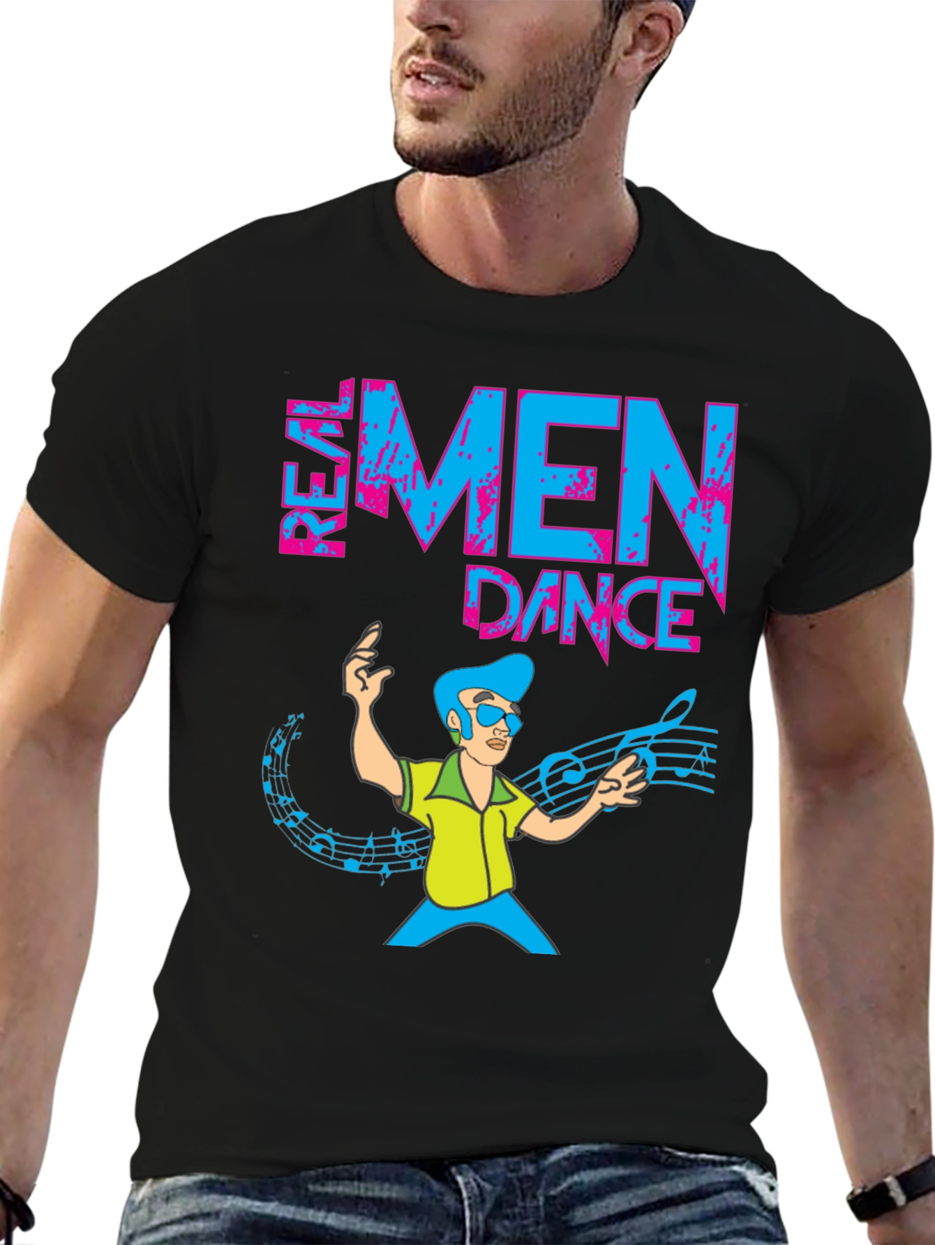 Real Men Dance T-Shirt Funny Cartoon Graphic Tee